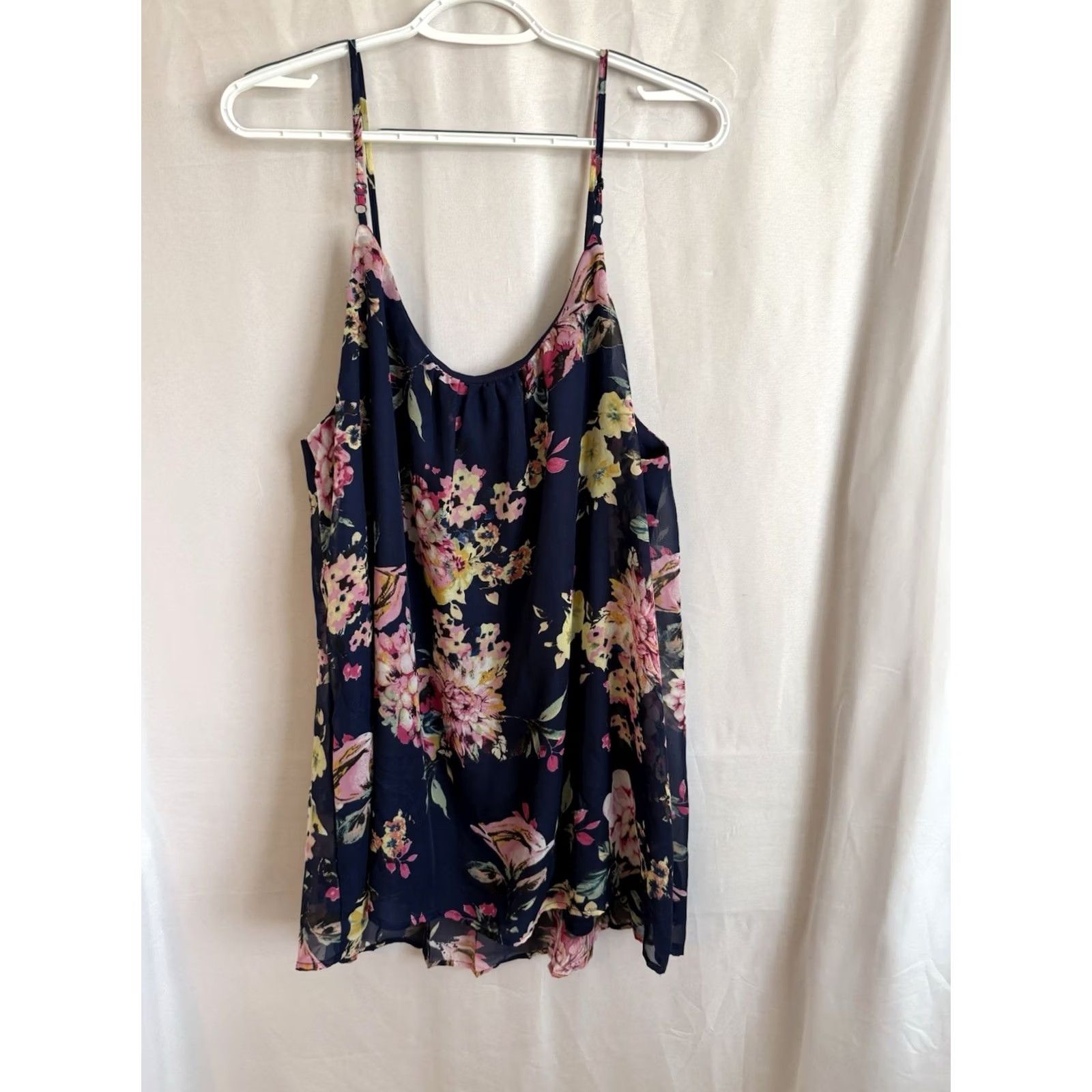 Vintage Doe & Rae Women's 2XL Navy Floral Tank Top Cottage Core Coquette Dainty Feminine Size XXL / US 16-18 / IT 52-54 - 2 Thumbnail