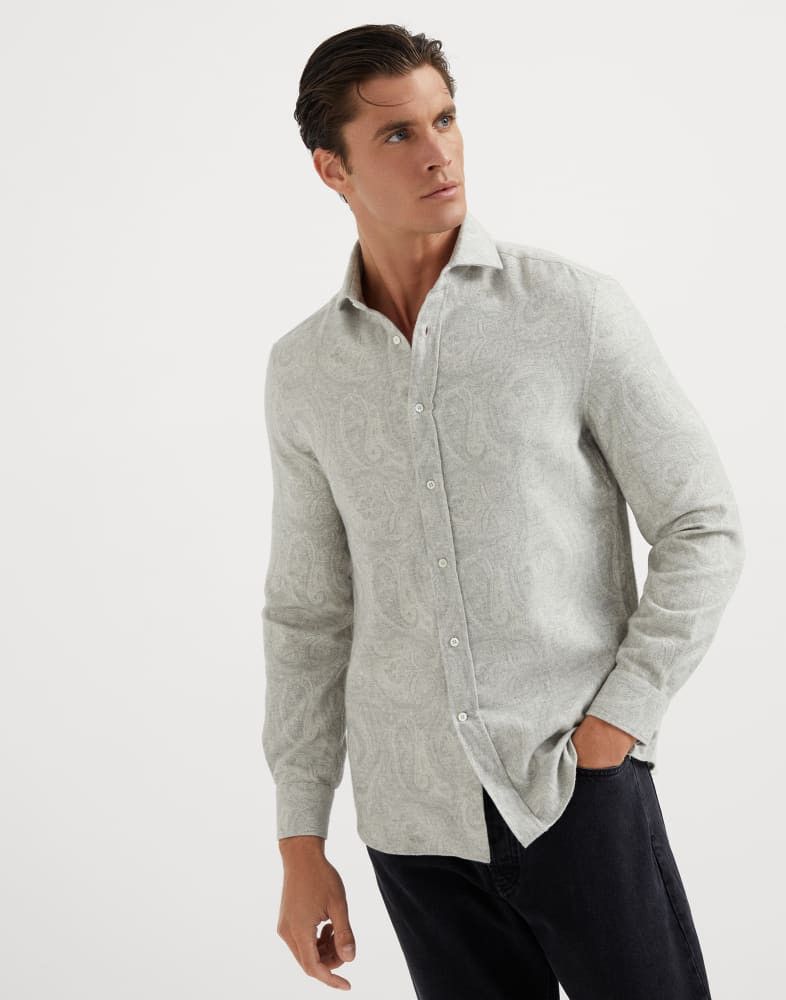 Brunello Cucinelli o1w1db10825 Shirt in Pearl Grey Size US XL / EU 56 / 4 - 1 Thumbnail