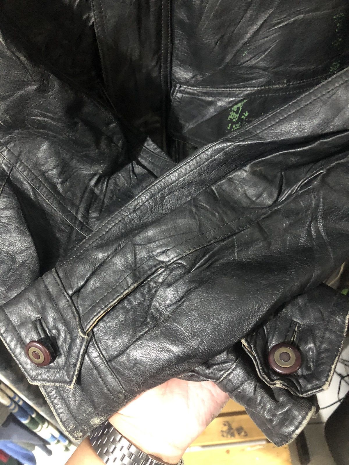 Vintage VINTAGE BLACK LEATHER JACKET PERL STEIN Size US M / EU 48-50 / 2 - 6 Thumbnail