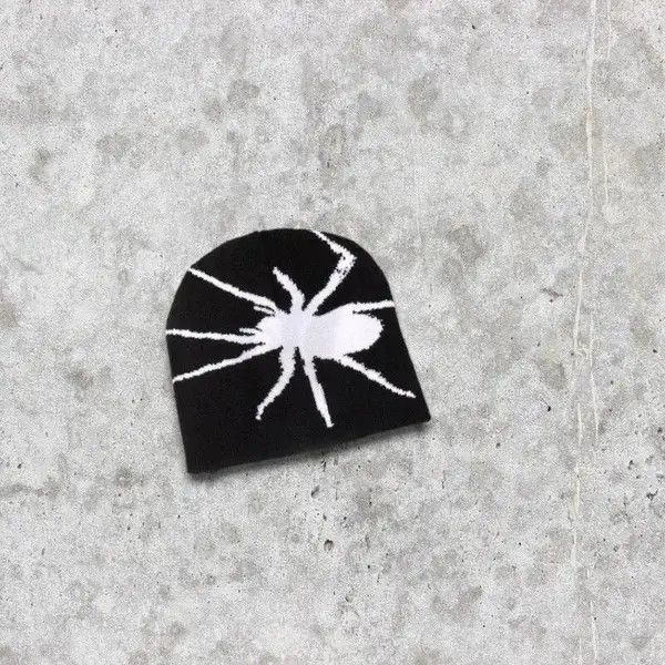 Japanese Brand × Vintage 🕷☠️ Japanese style Beanie hat Spider pattern y2k ⚡️ Size ONE SIZE - 3 Thumbnail