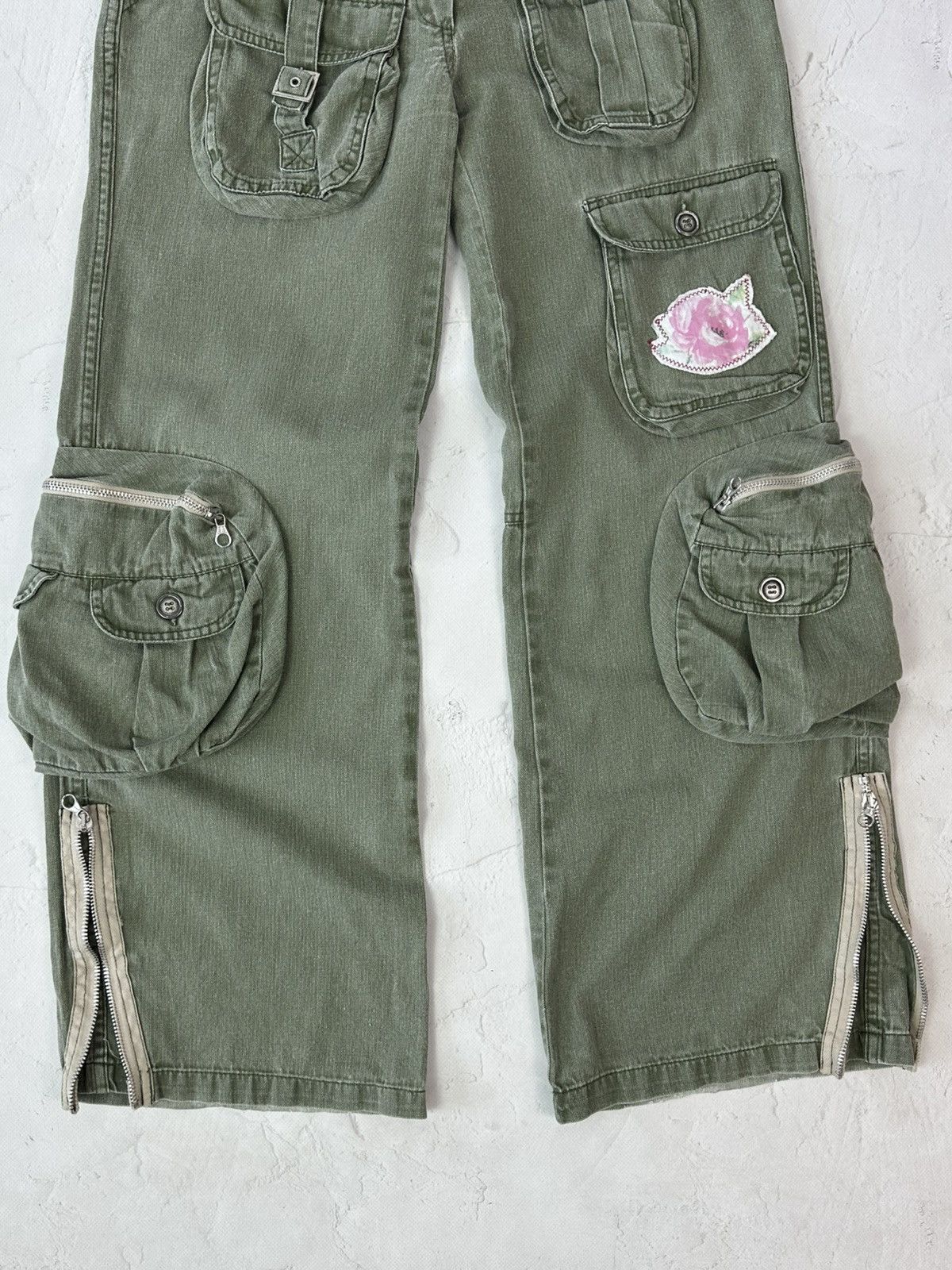 If Six Was Nine Vintage Cargo Khaki Flared Pants Size 28" / US 6 / IT 42 - 2 Thumbnail