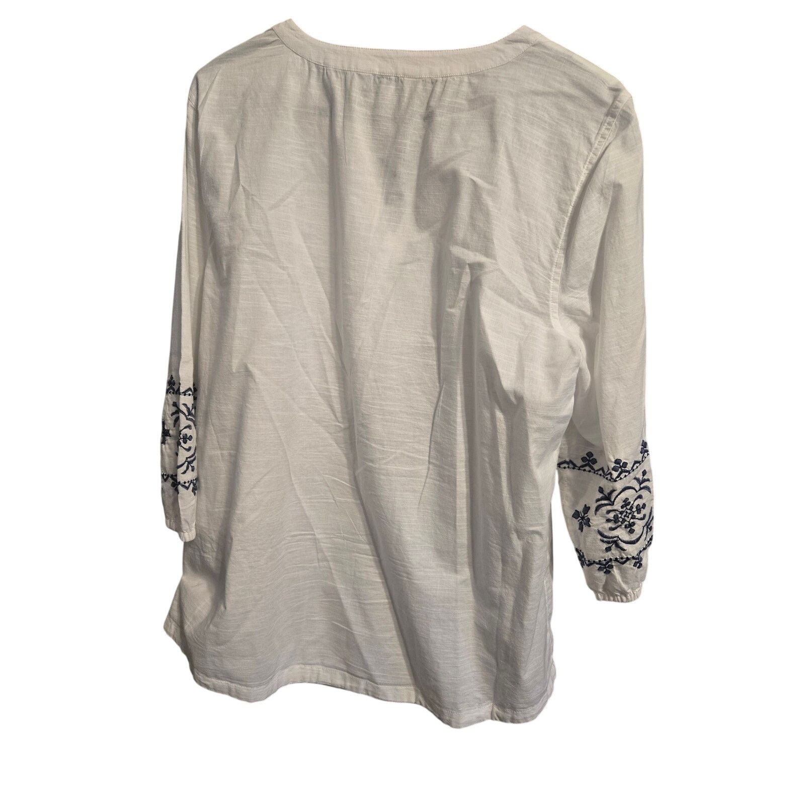 Croft & Barrow Croft & Barrow White Embroidered Boho V-Neck Blouse XL Size XL / US 12-14 / IT 48-50 - 10 Thumbnail