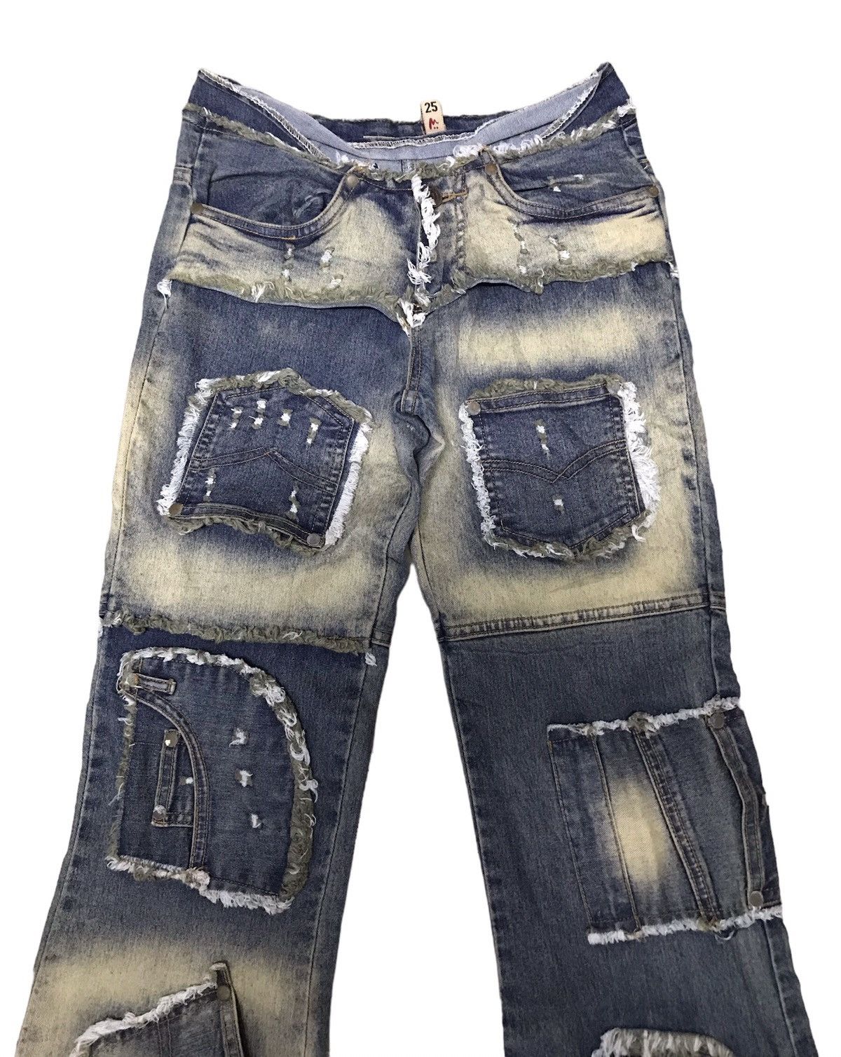Japanese Brand Modernistic Multipocket Distressed Flared Jeans Size 30" / US 8 / IT 44 - 2 Thumbnail