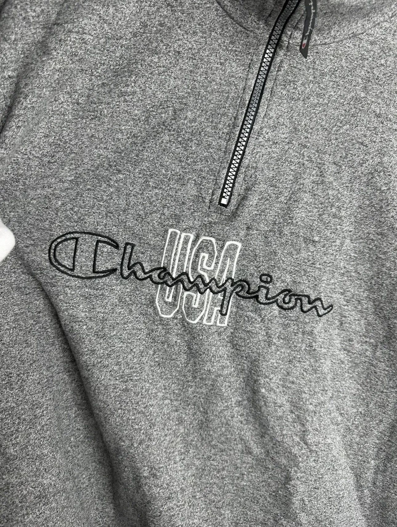 Champion Champion USA Zip 1/4 Vintage Sweatshirt Big Embroidered Logo Size US XL / EU 56 / 4 - 3 Thumbnail