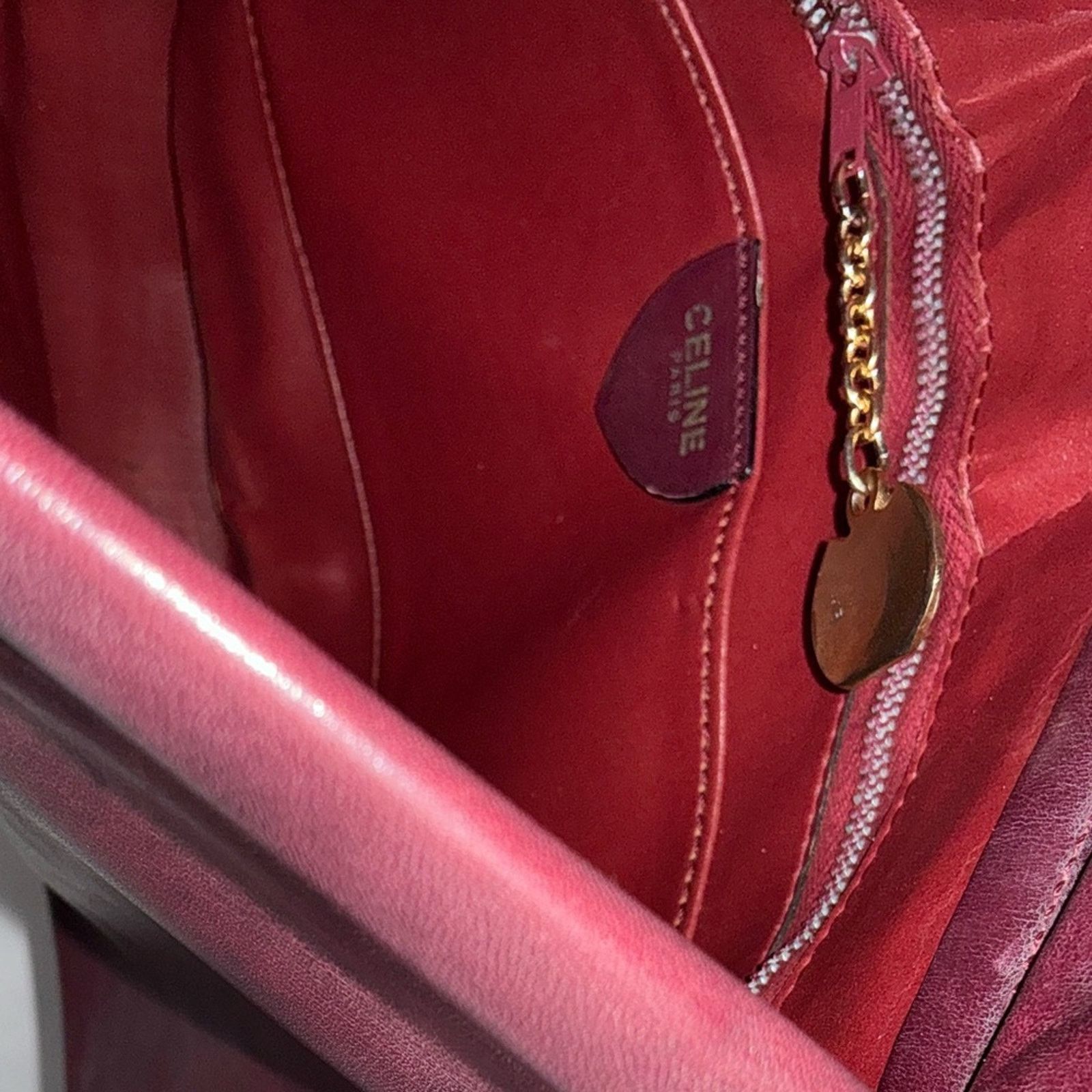 Celine Vintage Celine Dep Red Burgundy Leather Clutch Frame closure Size ONE SIZE - 5 Thumbnail