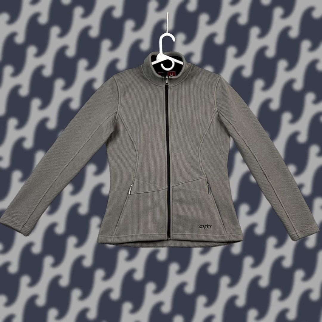 Spyder Spyder Jacket Womens Medium Gray Knit Full Zip Slim Fit Pockets Lining: Fleece Poly Size L / US 10 / IT 46 - 1 Thumbnail
