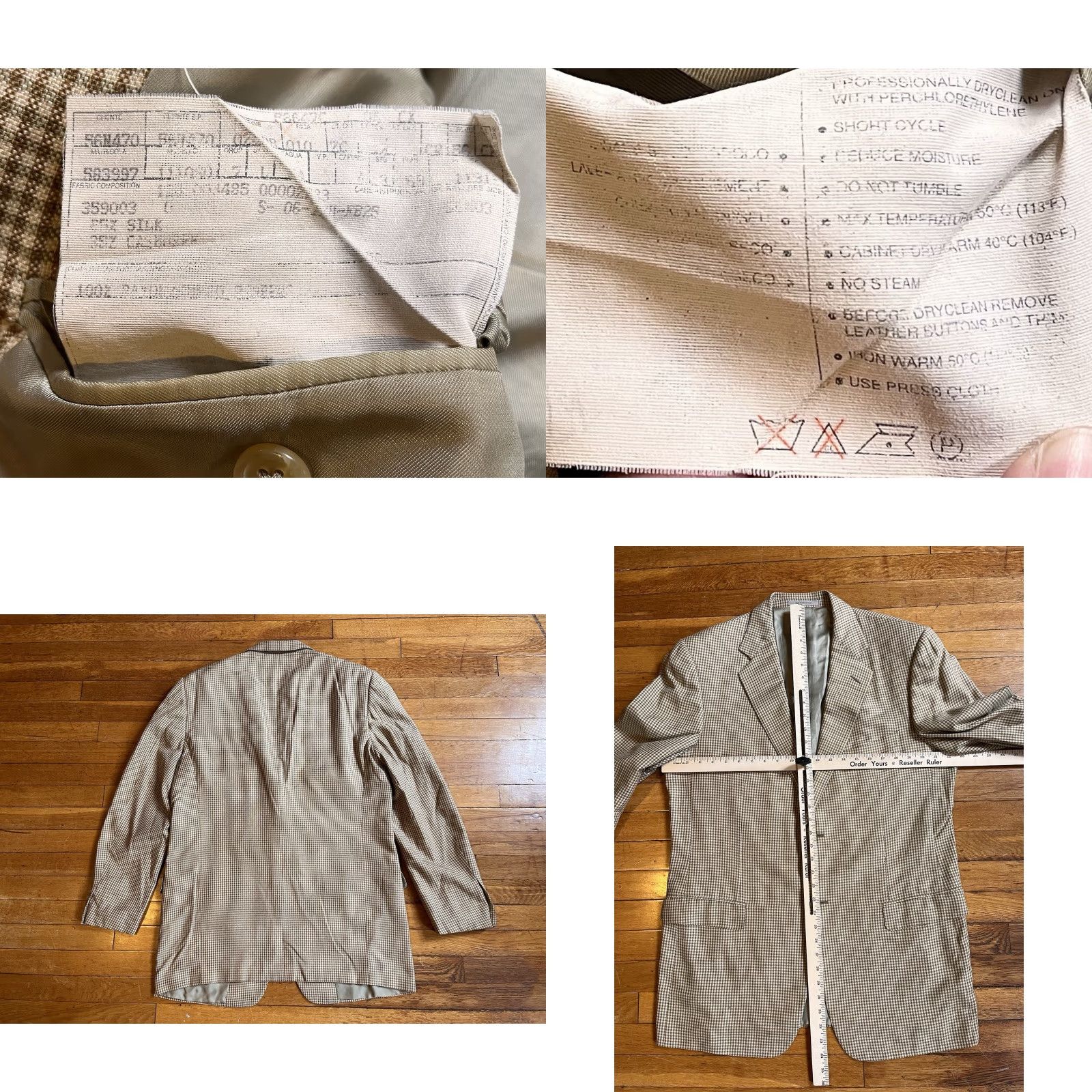 Ermenegildo Zegna Ermenegildo Zegna Blazer Sport Coat Men’s 46R Beige Check Jacket Single-Breasted Two-Button/Notch Cashmere Silk Size 46R - 8 Thumbnail
