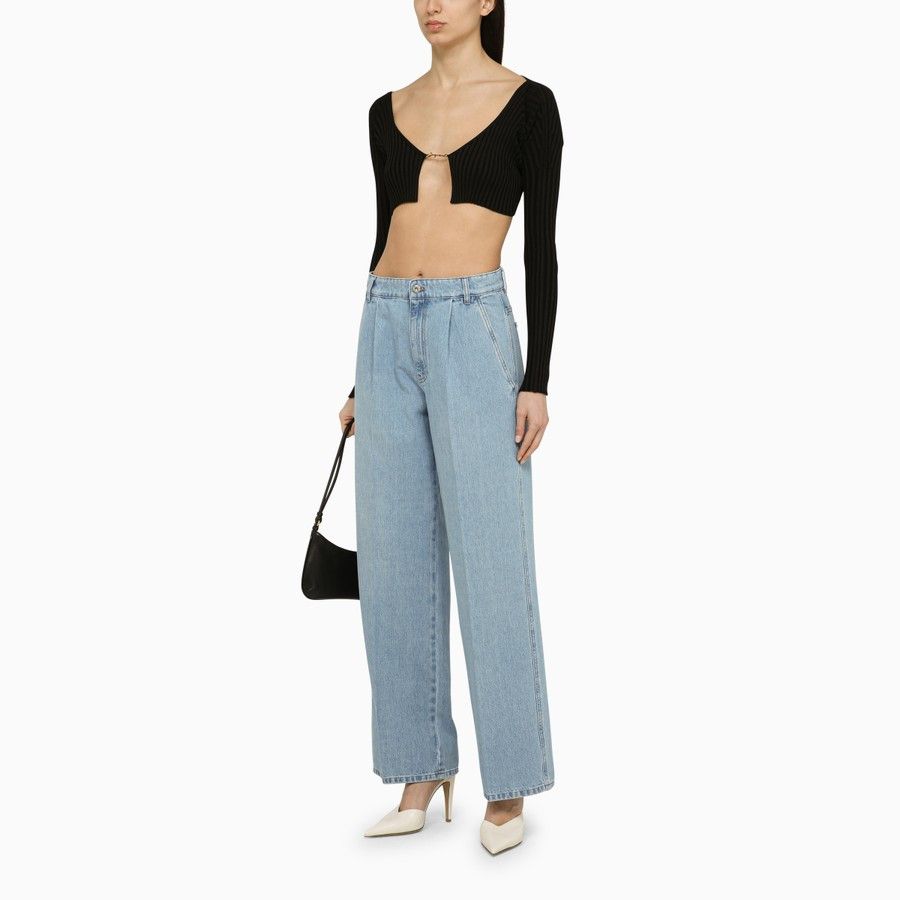 Jacquemus o1d2blof0824 La Maille Pralu Cropped Cardigan in Black Size S / US 4 / IT 40 - 2 Thumbnail