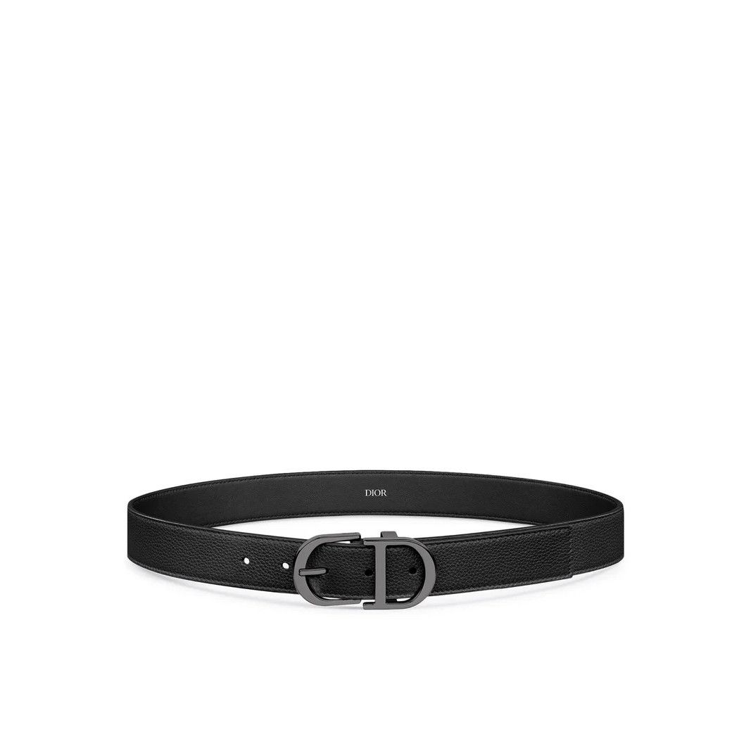 DIOR $700 Black Grained Leather Belt New & Authentic (Men's