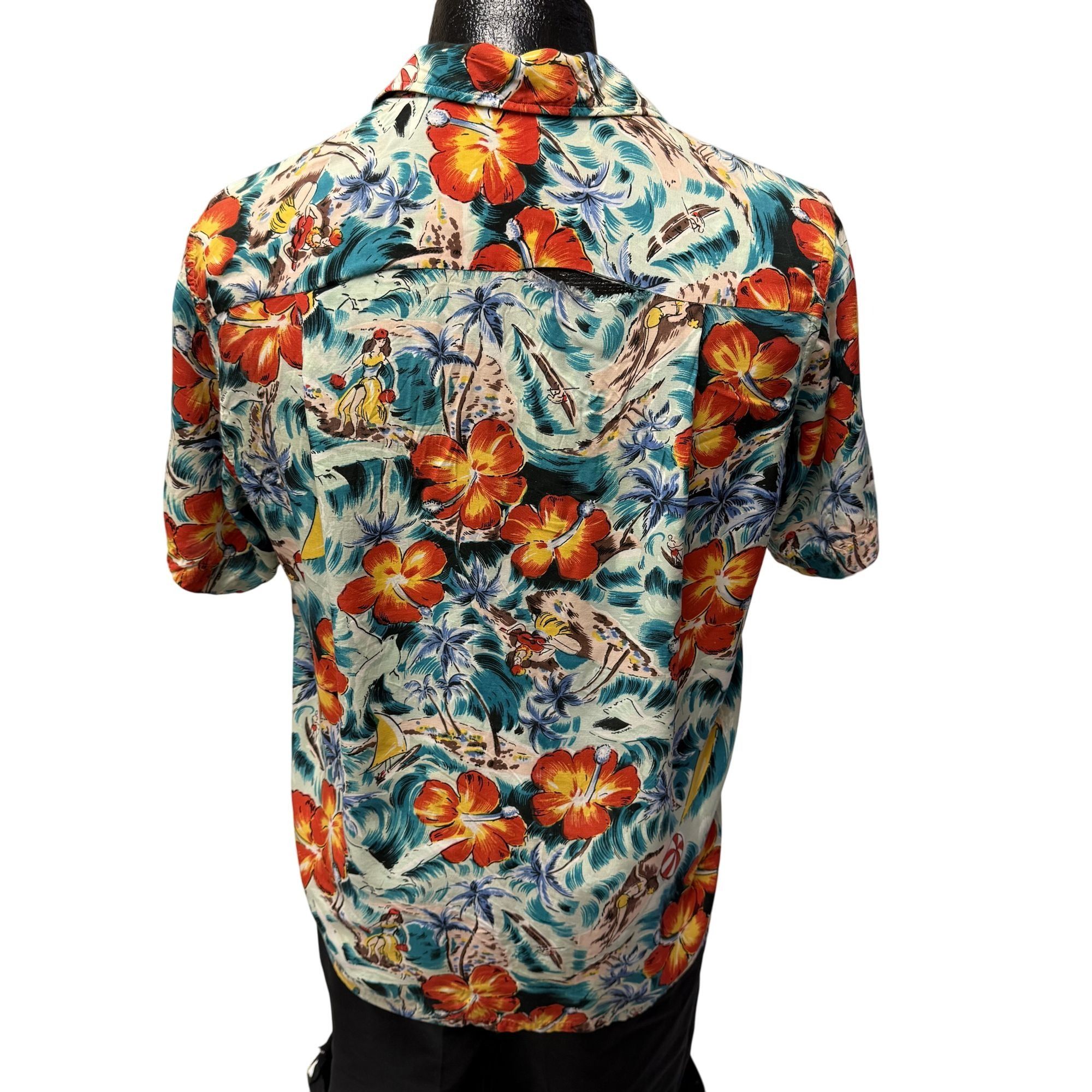 Other 2 pc LOT Vtg Wedding FIGHTING SAVAGES Floral Hawaiian Shirts Size US S / EU 44-46 / 1 - 7 Thumbnail