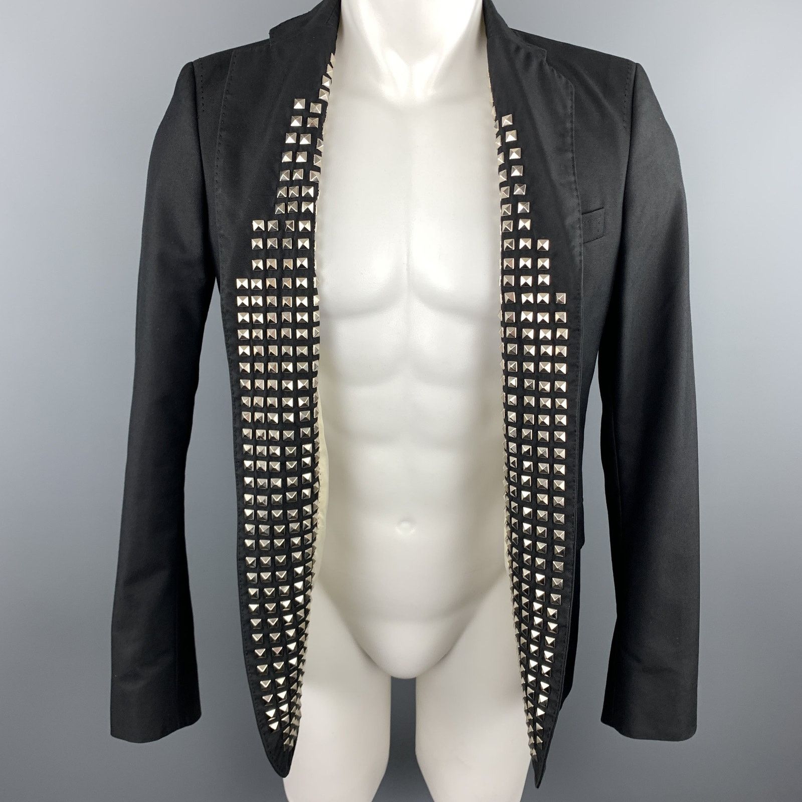 Dsquared2 Black Studded Cotton / Polyamide Notch Lapel Sport Coat Size 38R - 5 Thumbnail
