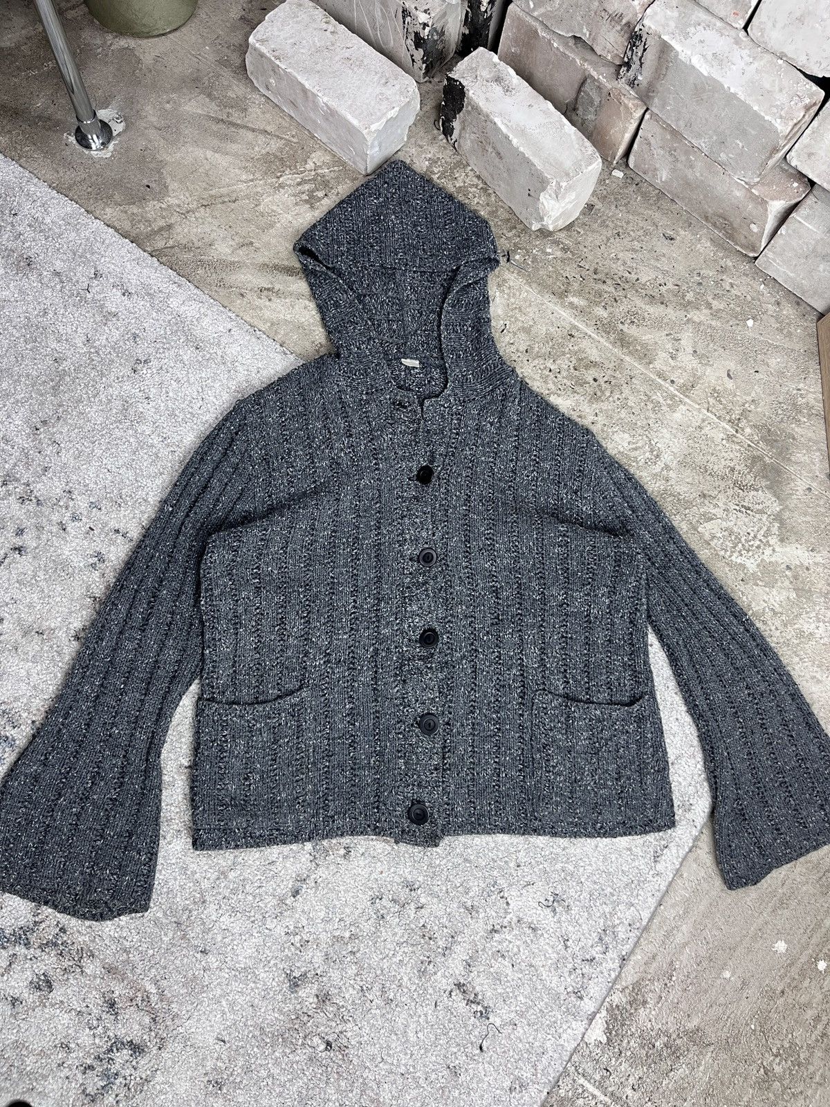 Vintage OVERSIZED HOODED KNITED CARDIGAN + FLARED SLEEVES - 1653 Size US XL / EU 56 / 4 - 5 Thumbnail