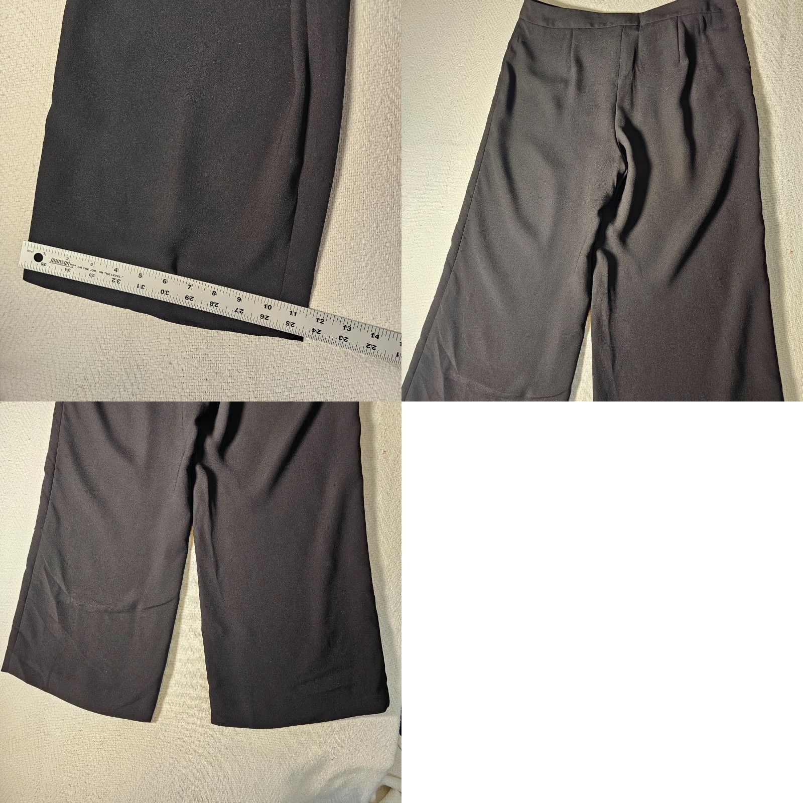 Vince Camuto Vince Camuto Dress Pants Black Satin Wide-Leg Front Pleat Pockets Size 6 Women Trousers Size 28" / US 6 / IT 42 - 8 Thumbnail