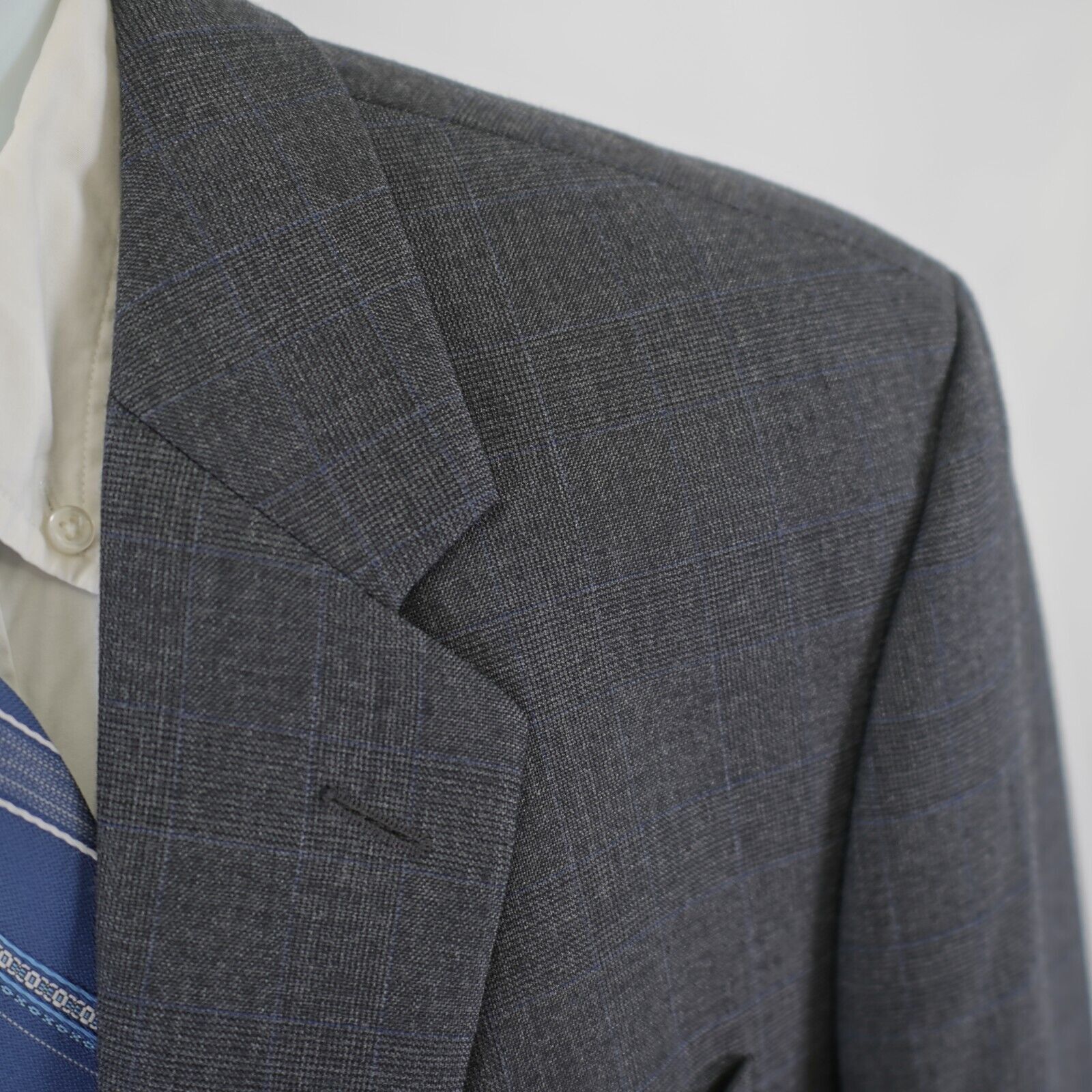 Ralph Lauren Ralph Lauren Wool Cashmere Gray Plaid Blue Windowpane 2 Butt Size 42R - 2 Thumbnail