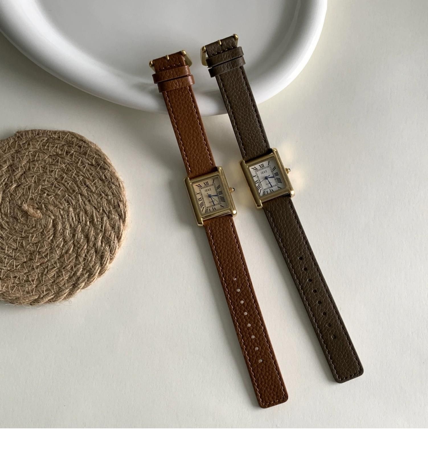 Jewelry Classic Leather Strap Rectangular Watch, Elegant Wristwatch Size ONE SIZE - 9 Thumbnail