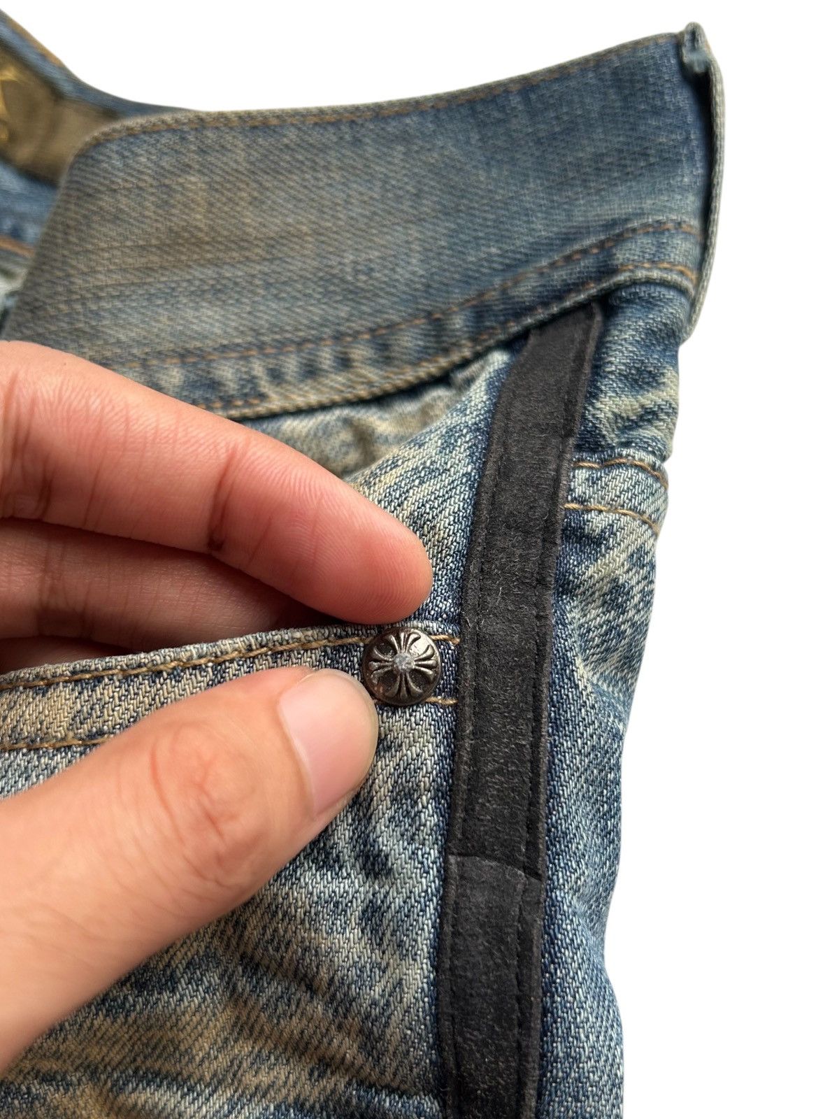 If Six Was Nine FLARE🔥 Xfrm Japanese Punk Bondage Rusty Faded Denim Jeans ☠️🎌 Size US 30 / EU 46 - 9 Thumbnail