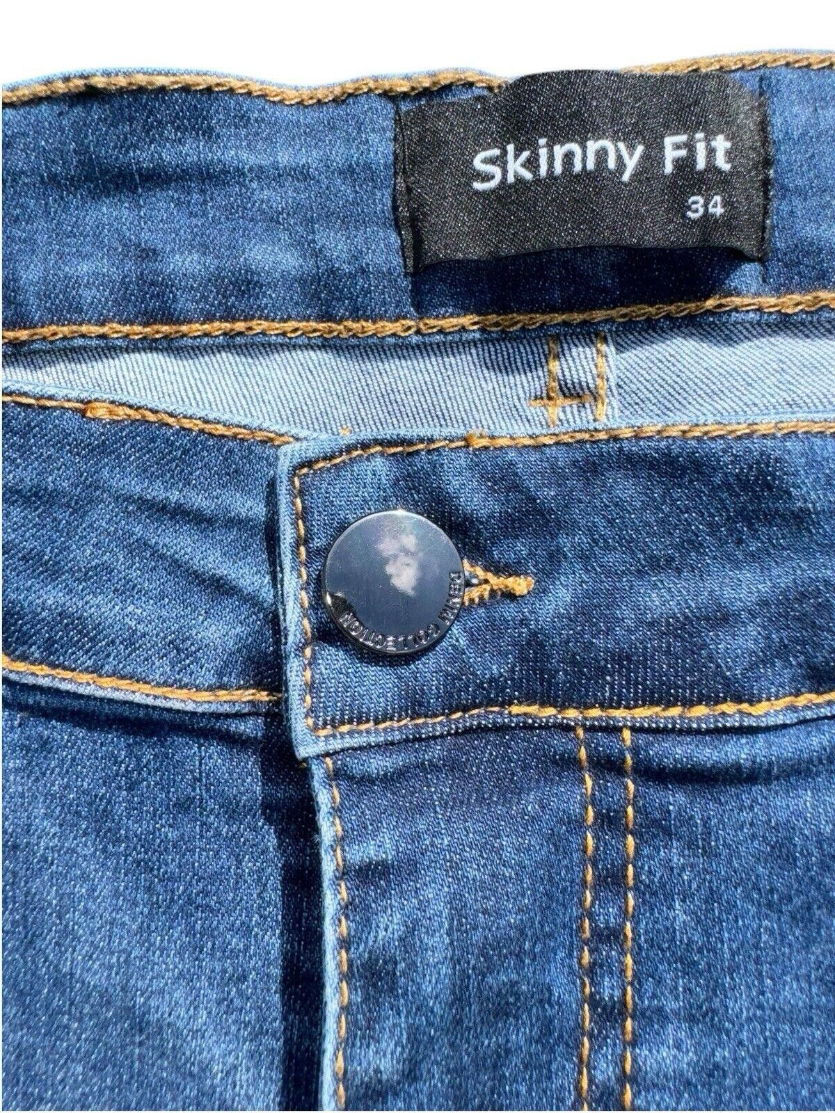Designer GINGTTO Men's Skinny Jeans Stretch Tapered Leg Blue Wash 34 Size US 34 / EU 50 - 5 Thumbnail