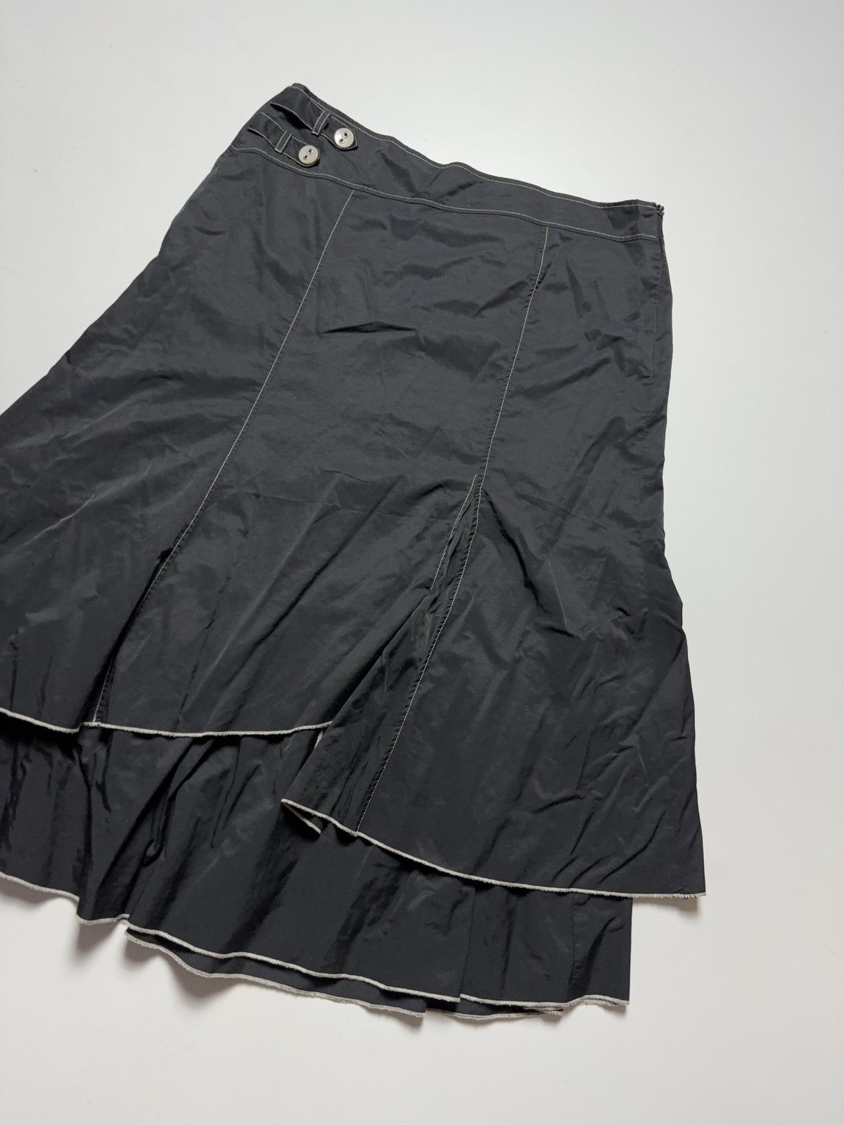 Japanese Brand × Vintage ASYMMETRIC MIDI RUFFLE GLAMOUR SKIRT Size 31" - 5 Thumbnail