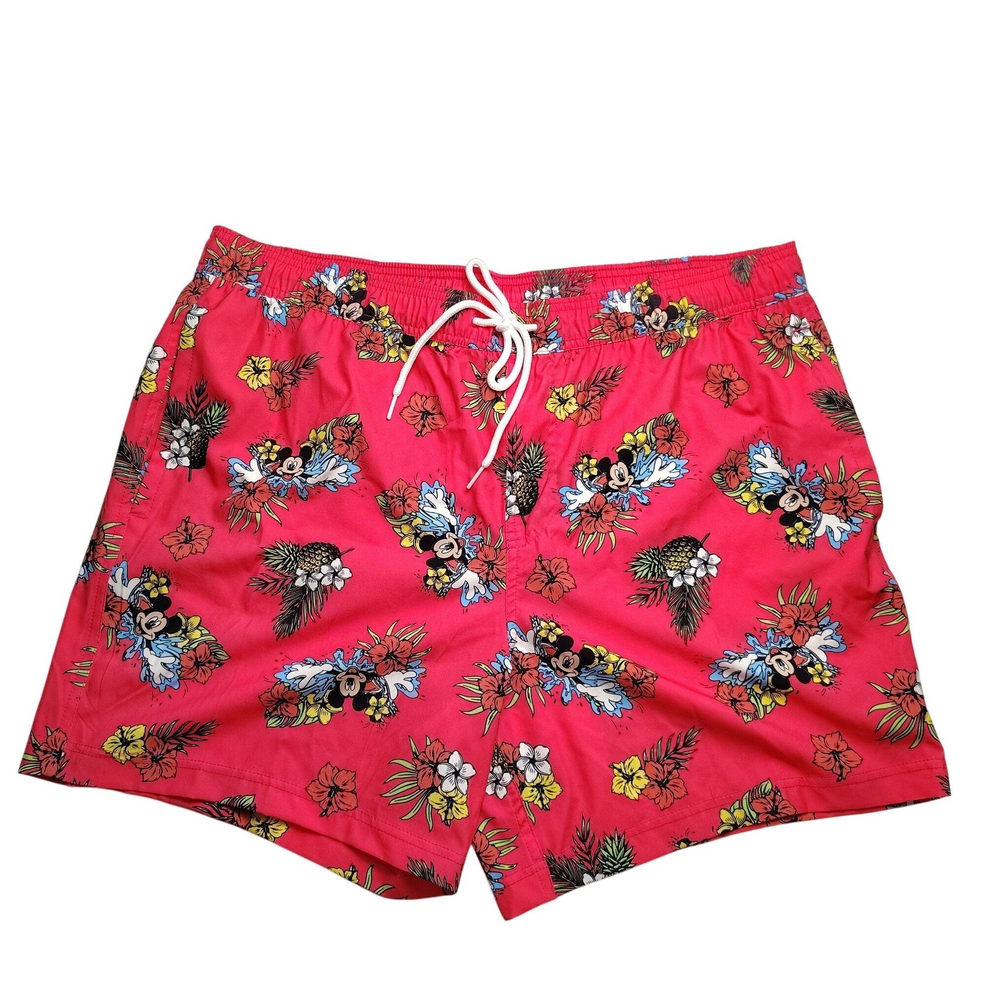 Disney Disney Mickey Mouse Mens XL Pink Tropical Floral Swim Trunks Size US 42 / EU 58 - 1 Thumbnail
