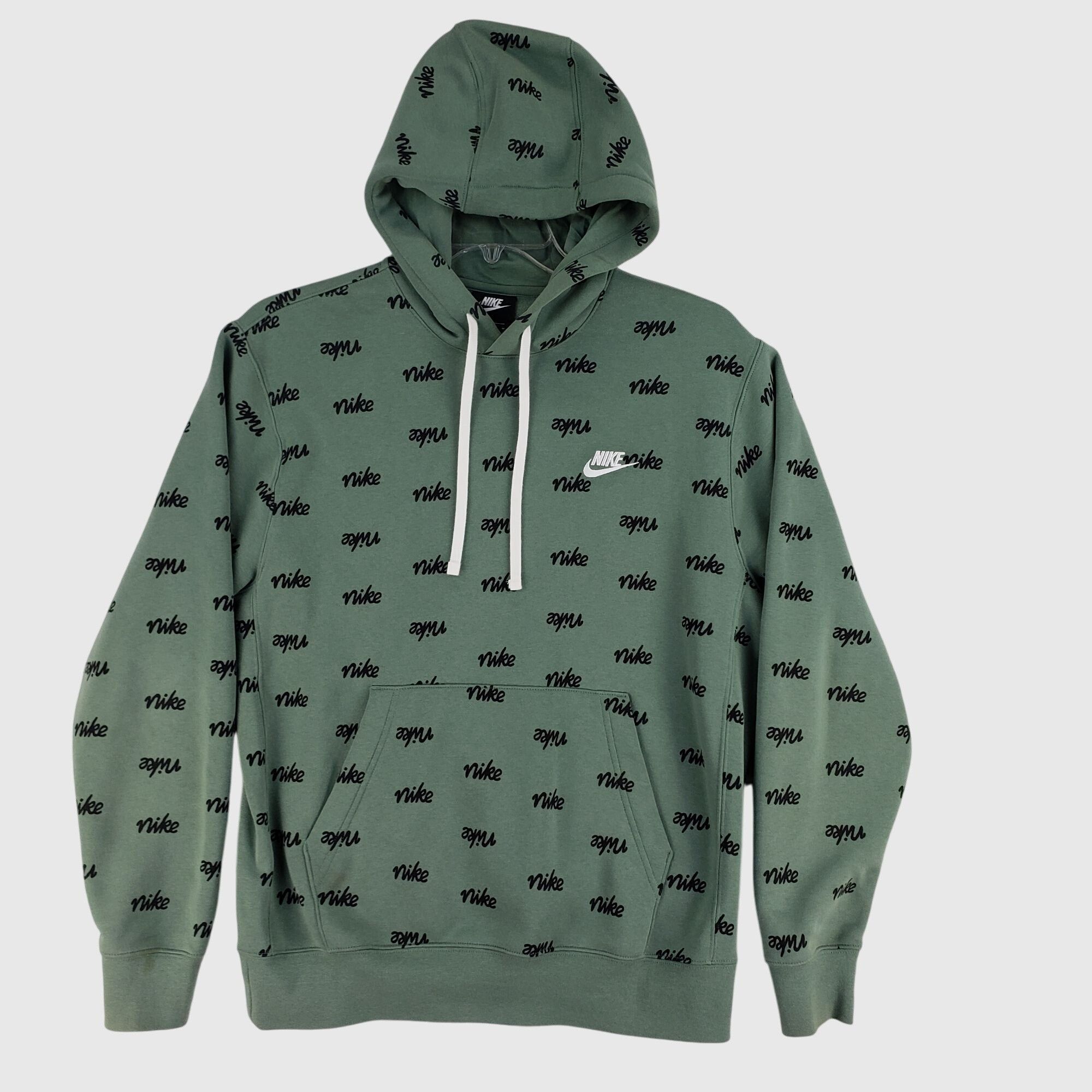 Nike Nike Green Pullover Hoodie With Logo Print & Drawstring Hood Size US M / EU 48-50 / 2 - 1 Thumbnail