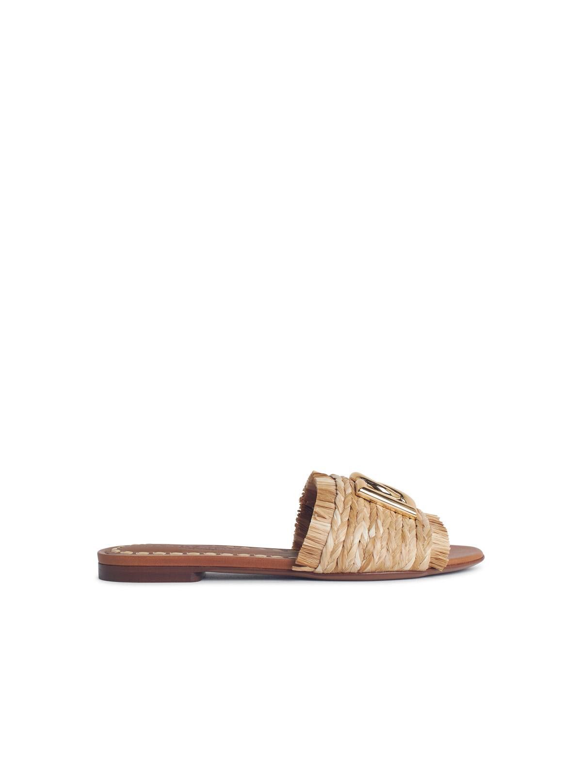 DOLCE GABBANA Beige Raffia Braid Slipper