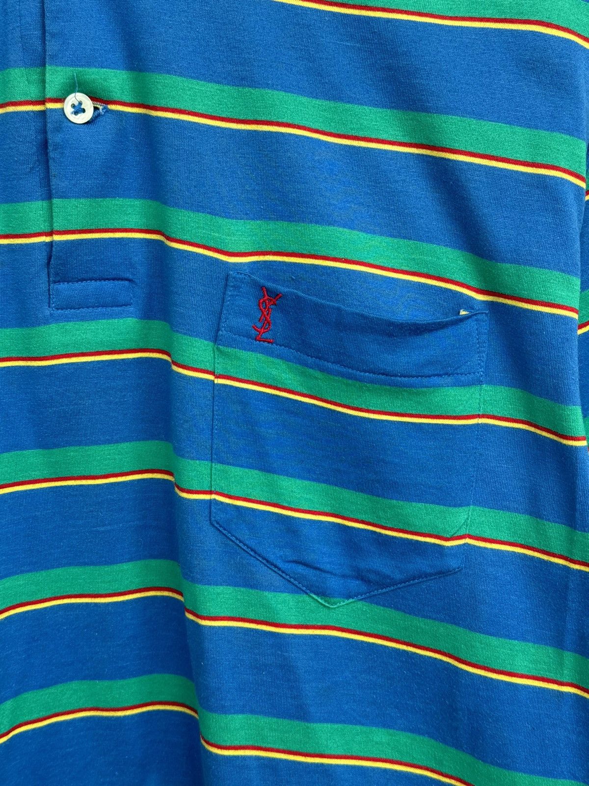 Vintage Vintage YSL Yves Saint Laurent Striped Polo Shirt Size US L / EU 52-54 / 3 - 3 Thumbnail