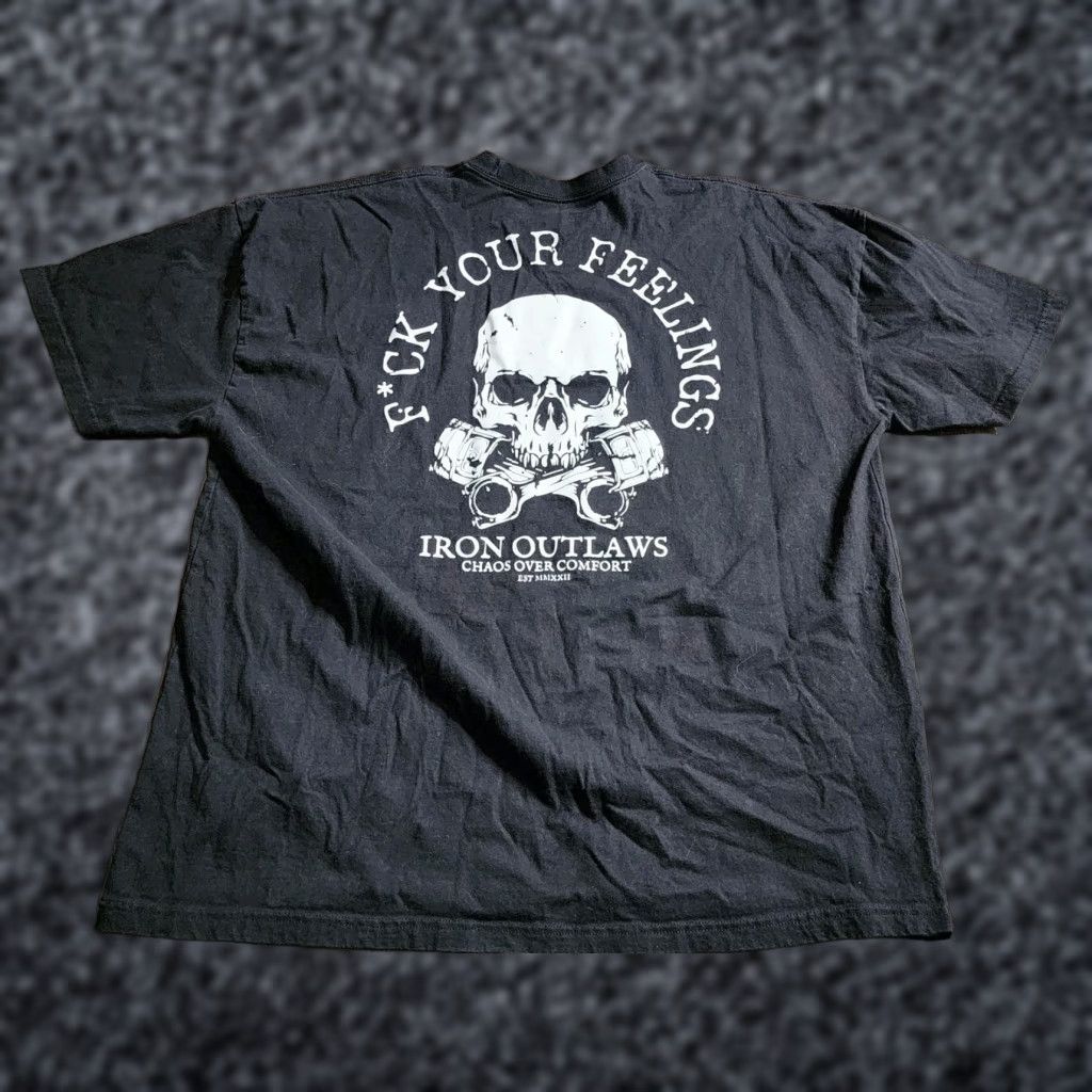 Doublet Iron Outlaws Mens XL T-Shirt Skull Double-Sided Short Sleeve Crew Neck Black Cotton Relaxed Regular Size Type: T-Shirt (Men) Size US XL / EU 56 / 4 - 1 Thumbnail