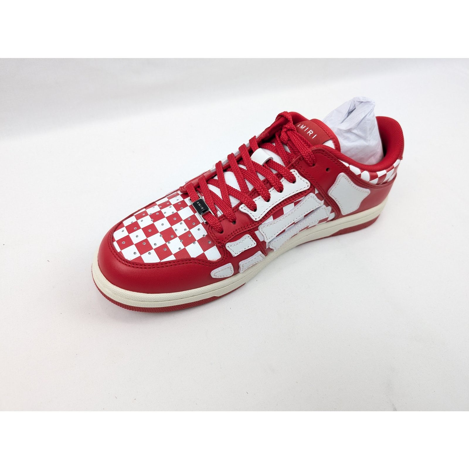 Amiri o1rshd1 Checked Skeleton Low Top Sneakers in Red/White Size US 11 / EU 44 - 8 Thumbnail
