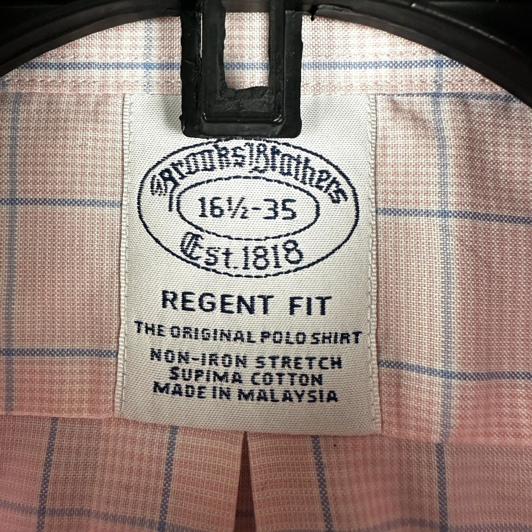 Brooks Brothers Brooks Brothers Shirt Mens 16.5 35 Pink Check Regent Fit Non Iron Stretch Supima Size US XL / EU 56 / 4 - 2 Thumbnail