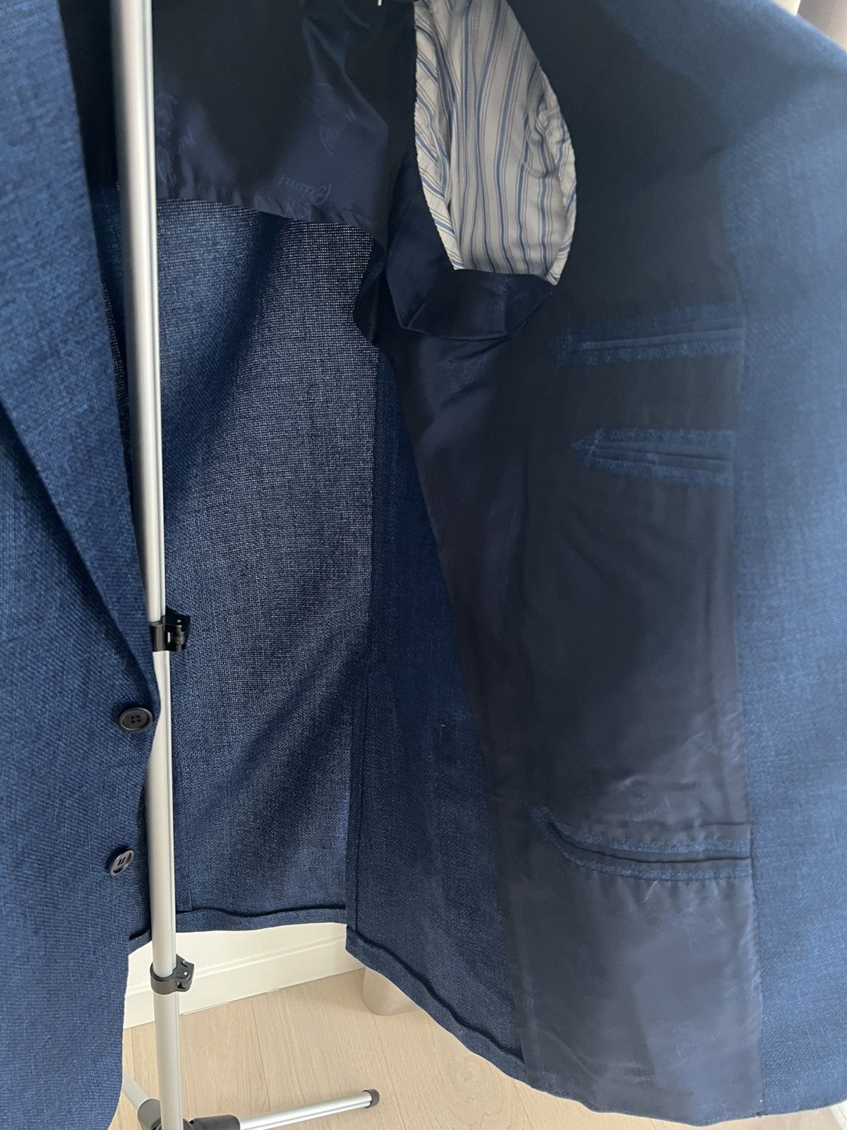 Brioni Brioni Mens 42L US / 52L IT Blue Textured Wool Blazer Jacket Size 42L - 5 Thumbnail