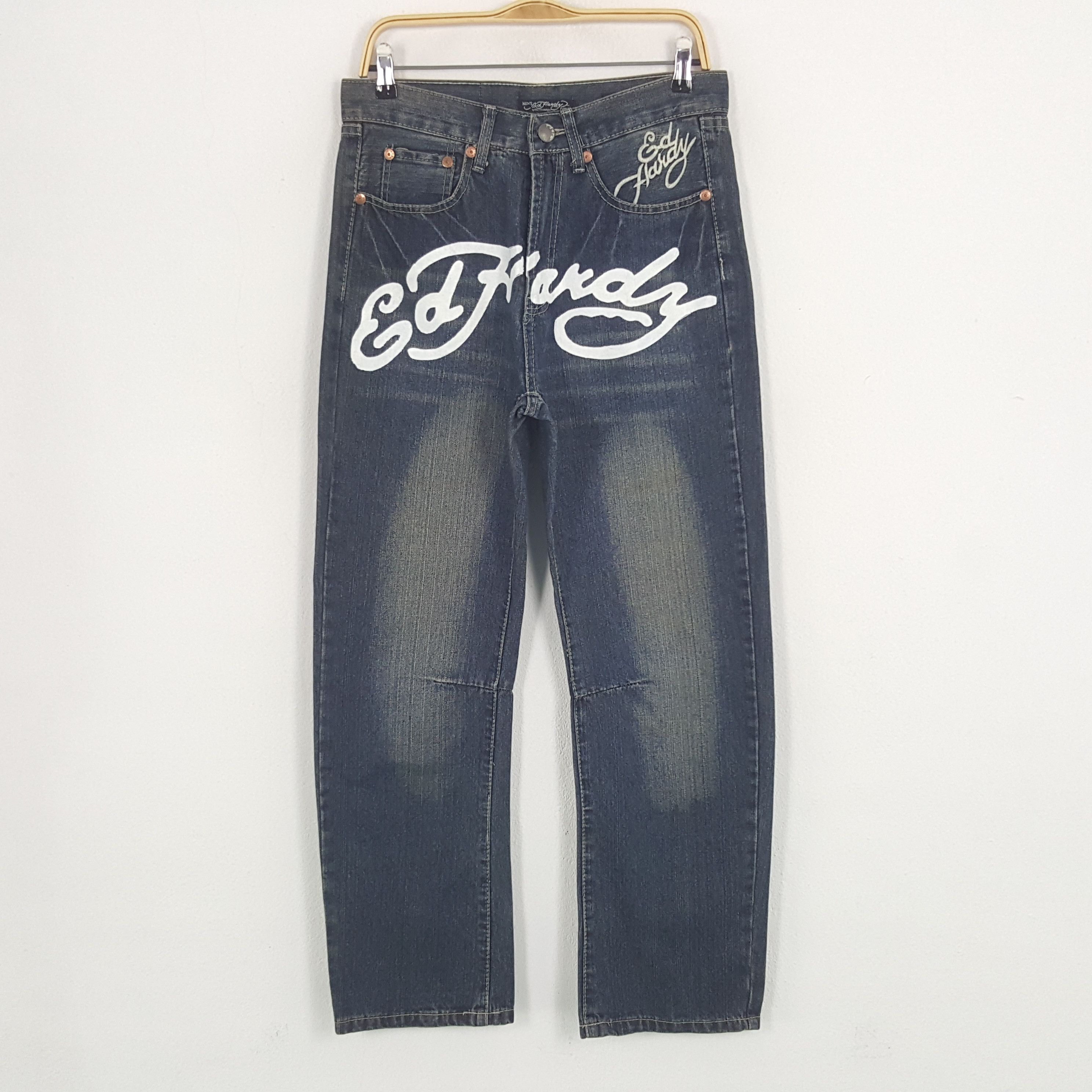 Ed Hardy × Vintage Vintage Ed Hardy Custom Logo Spell Out Denim Jeans Size US 30 / EU 46 - 1 Thumbnail