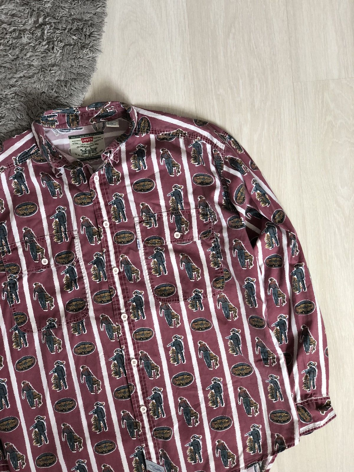 Levi's × Levi's Vintage Clothing Vintage Levi’s 90s Monogram Full Print Cowboy Worker Shirt Size US L / EU 52-54 / 3 - 2 Thumbnail