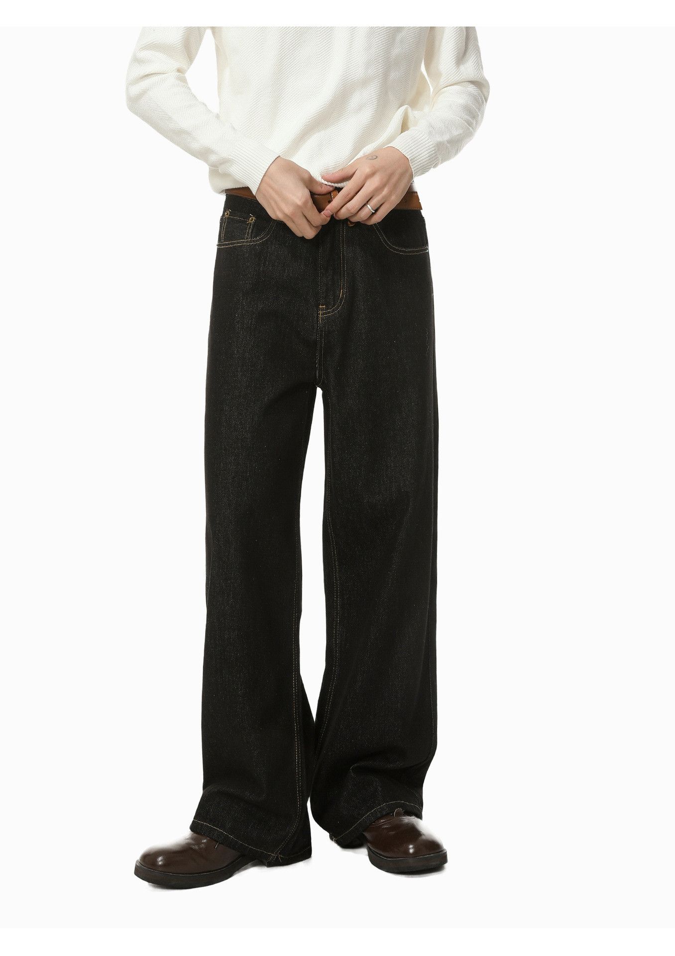 Jean Retro American men's black classic versatile loose jeans Size US 32 / EU 48 - 1 Thumbnail