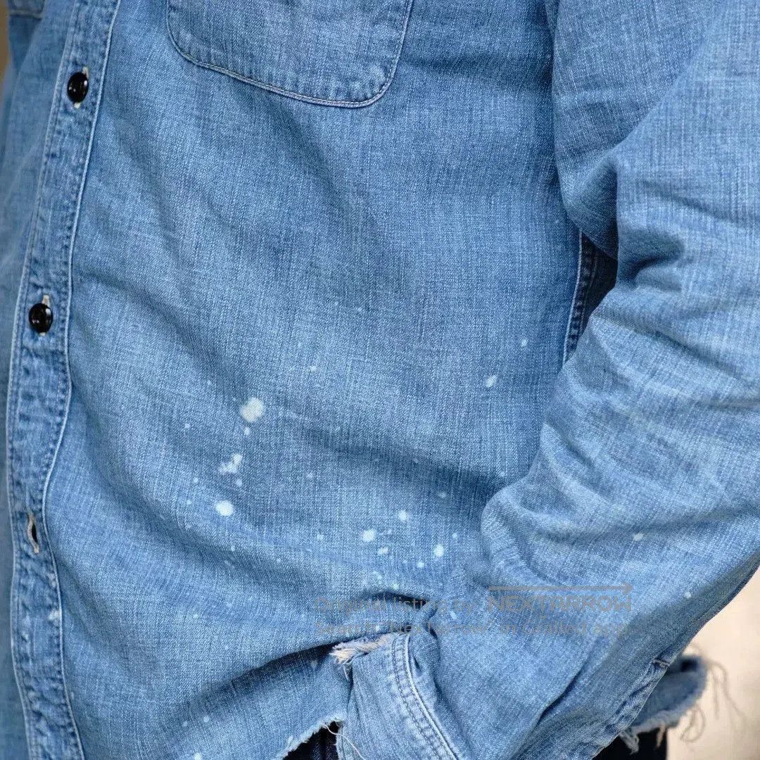 Full Count & Co. FULLCOUNT 8oz Distressed Denim Work Shirt. Size US S / EU 44-46 / 1 - 3 Thumbnail