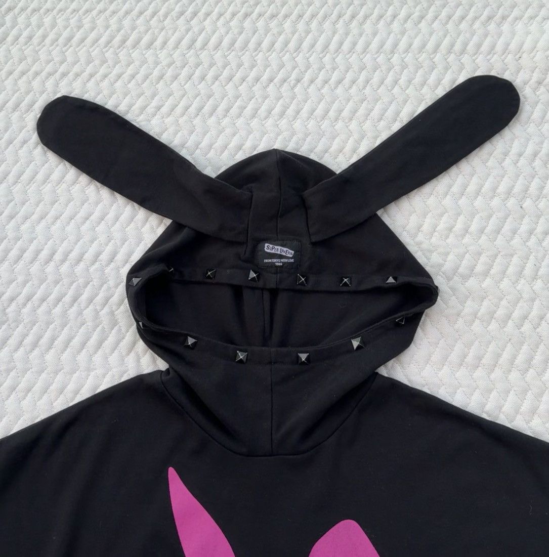 Super Lovers Super Lovers Bunny Hoodie Black Pink Logo Y2K Japan Size M / US 6-8 / IT 42-44 - 3 Thumbnail