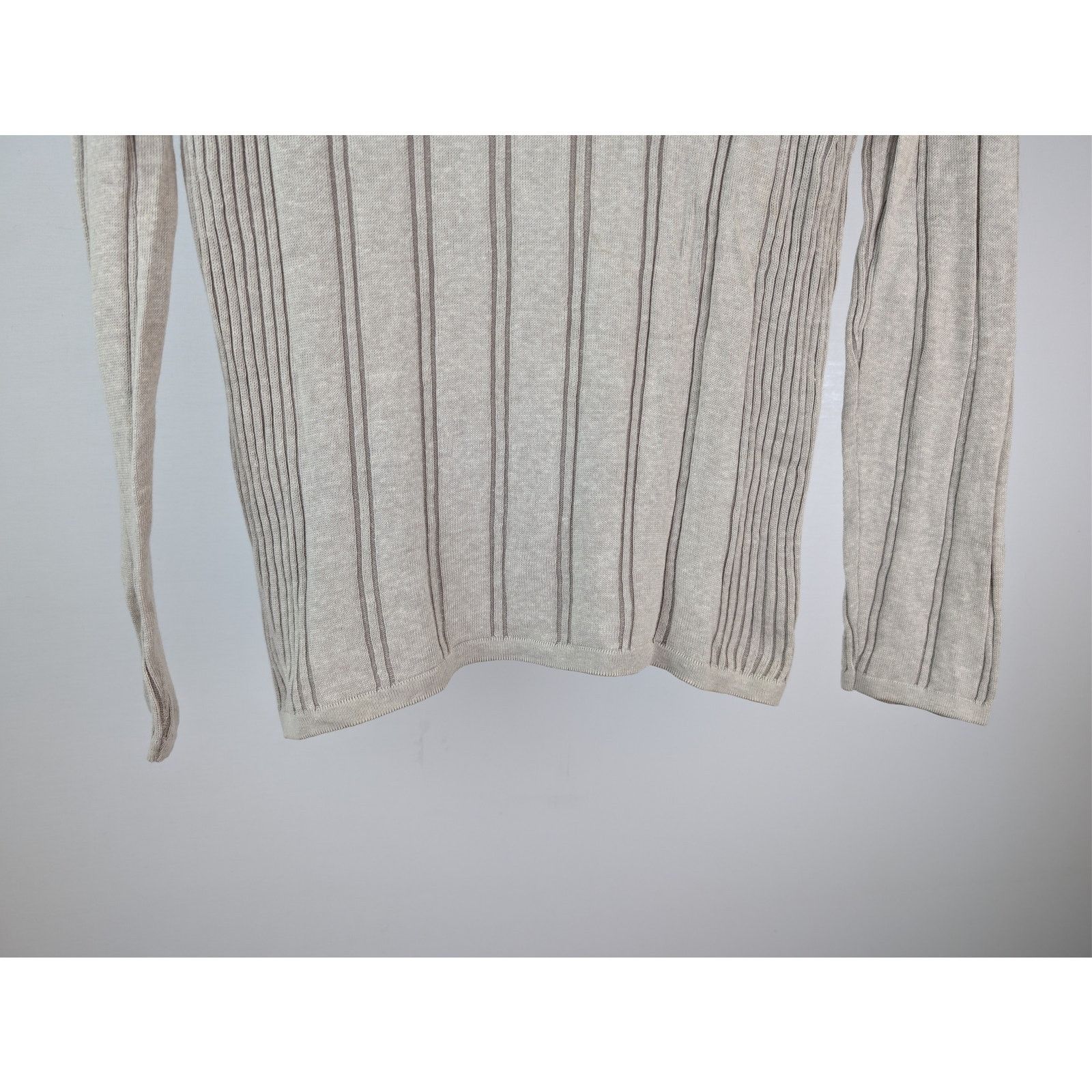 Hermes o1rshd1 CC20 Striped Knit Long-Sleeve Polo Shirt in Beige Size US M / EU 48-50 / 2 - 4 Thumbnail