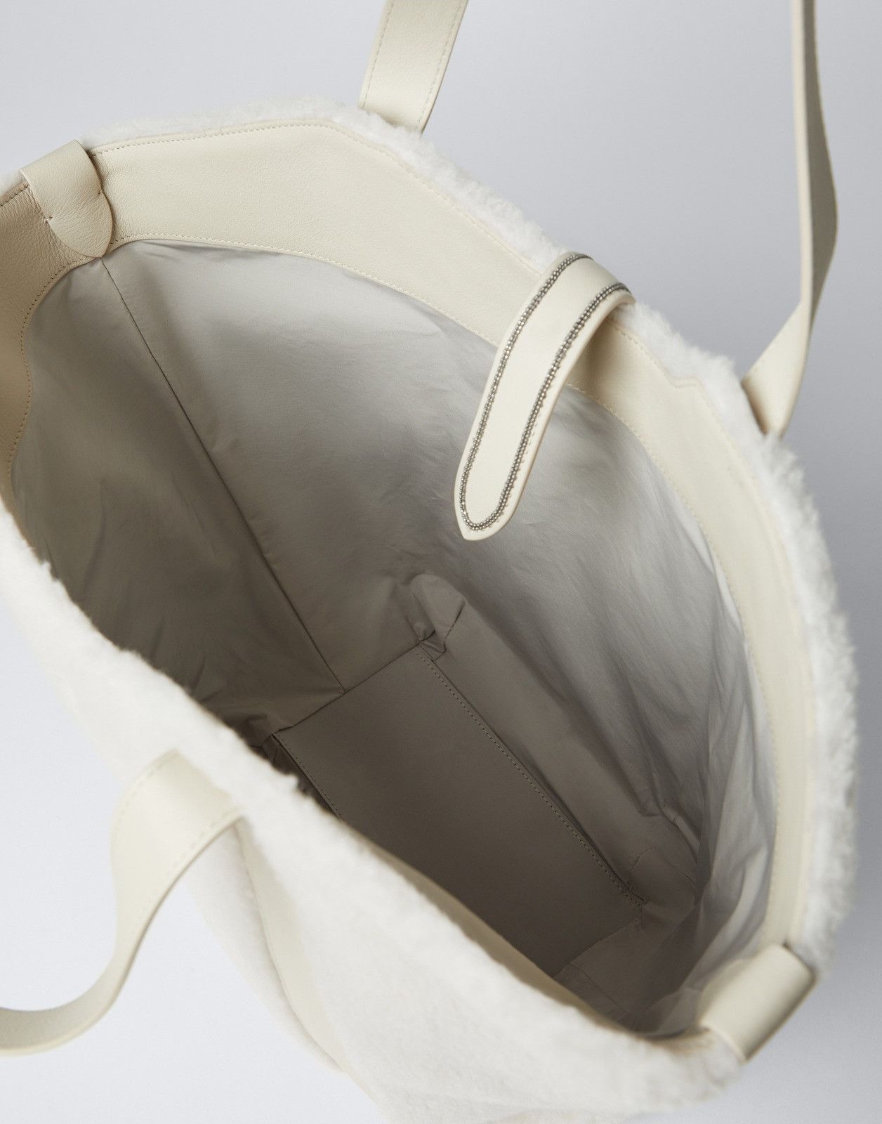 Brunello Cucinelli o1la1rc1a0225 Size: OS / Fur Shopper Bag in White Size ONE SIZE - 3 Thumbnail
