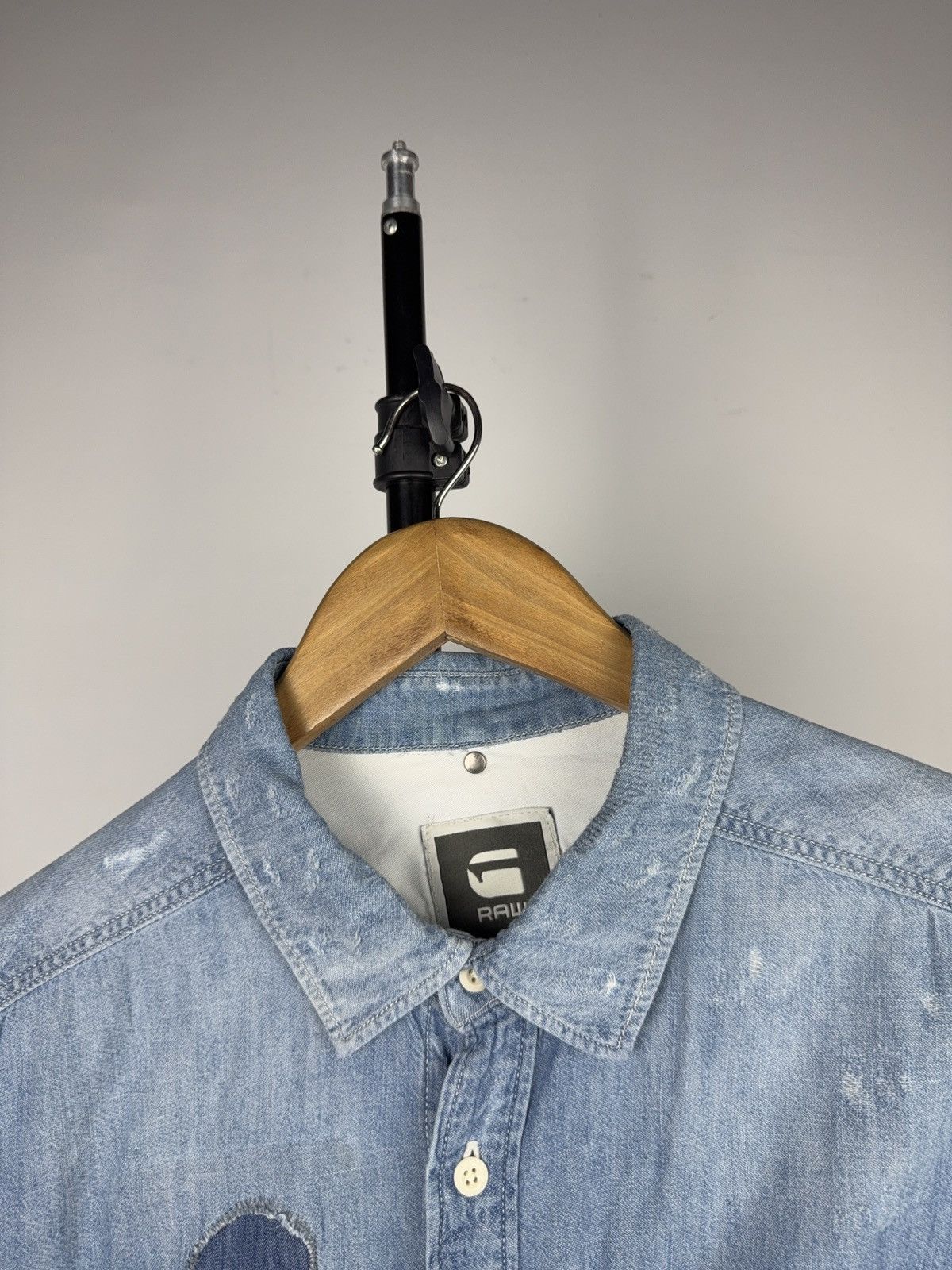G-Star Retro 00s G-Star RAW Landon Distressed Denim Shirt L Size US L / EU 52-54 / 3 - 5 Thumbnail