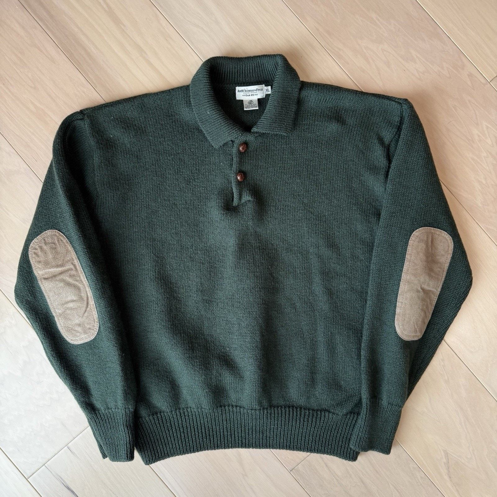 Abercrombie & Fitch Vintage Abercrombie & Fitch Wool Sweater XL Green Collared Size US XL / EU 56 / 4 - 2 Thumbnail