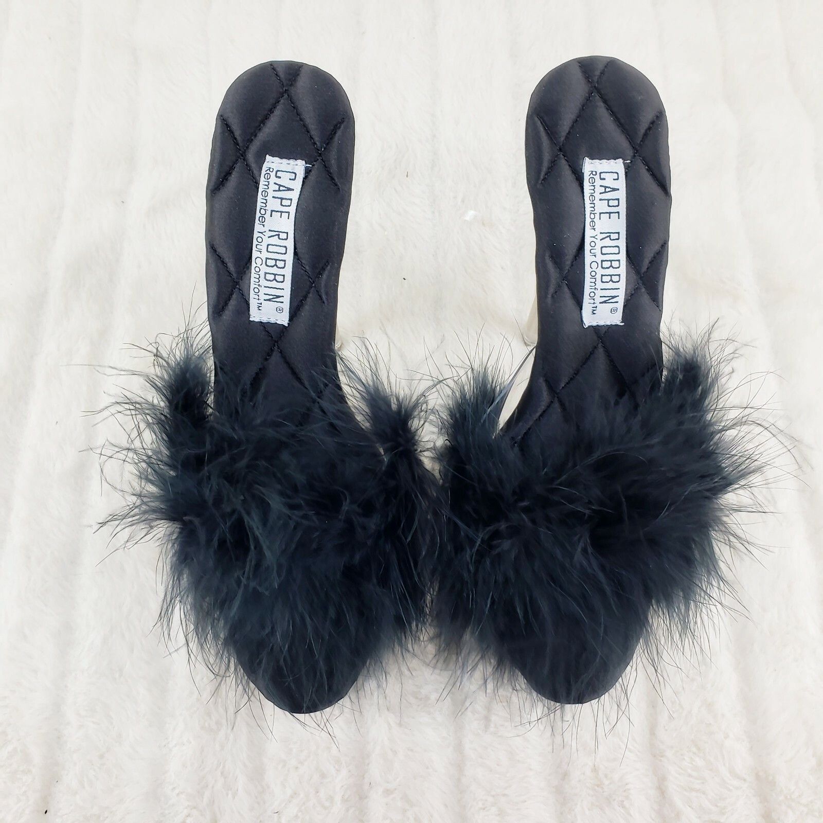 Other Maren Marabou Feather Slip On Platform Sandals 6" Stiletto H Size US 7 / IT 37 - 6 Thumbnail