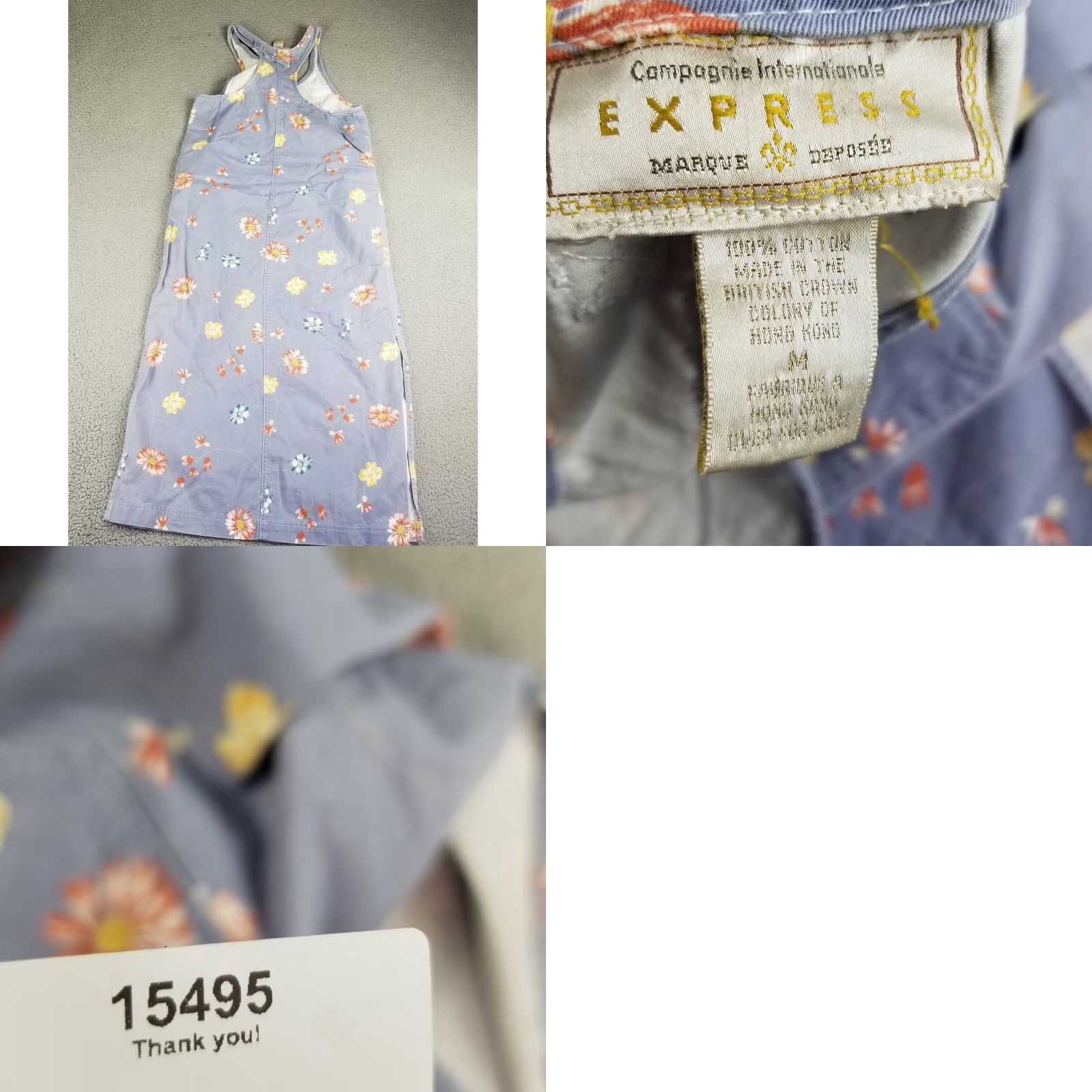 Express VINTAGE Express Denim Jumper Dress 90s Maxi Purple Floral Casual Women's Medium Size M / US 6-8 / IT 42-44 - 8 Thumbnail