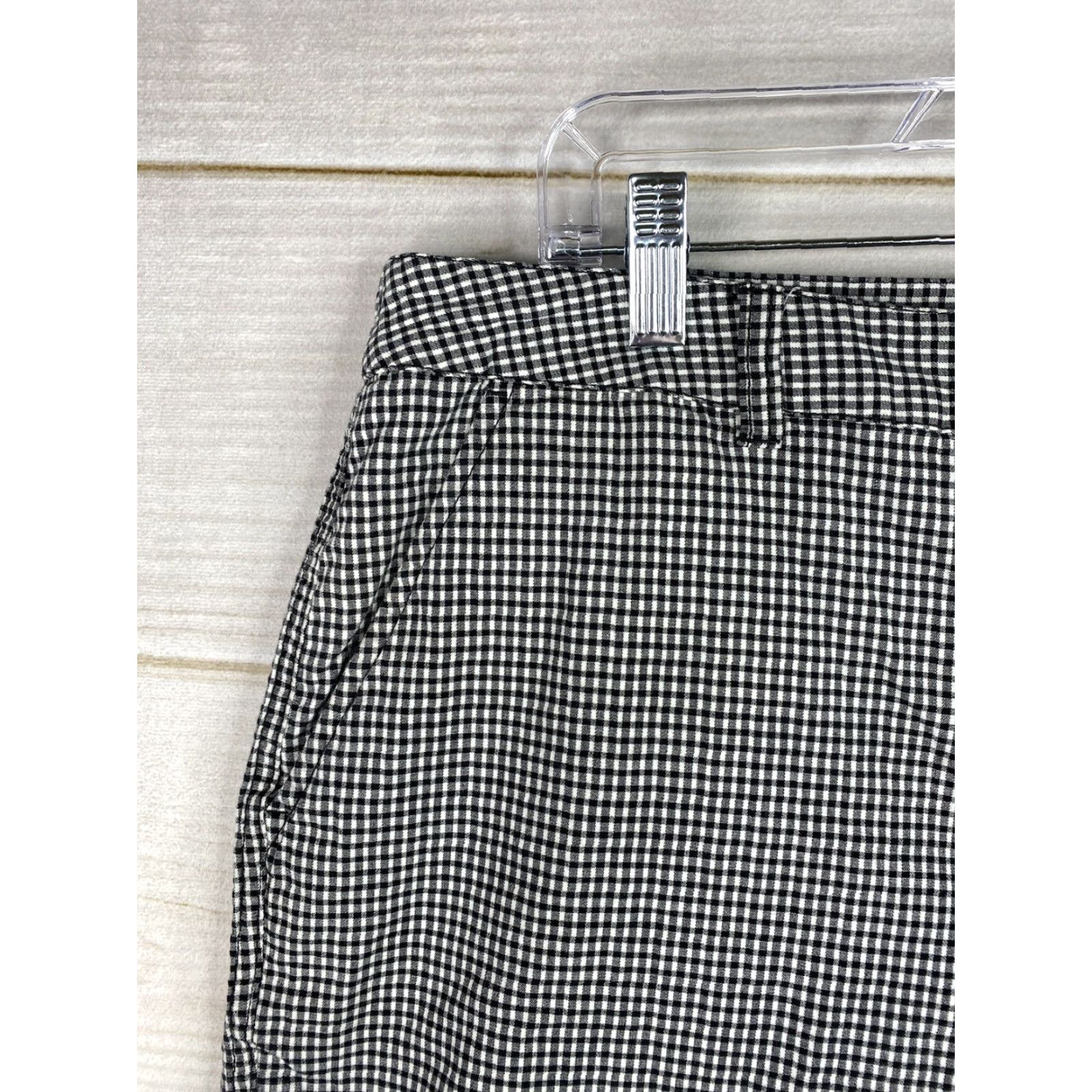 Vintage Karen Scott Skimmer Shorts Womens 14 Black White Check Stretch Cotton 12" Inseam Size 36" / US 14 / IT 50 - 2 Thumbnail