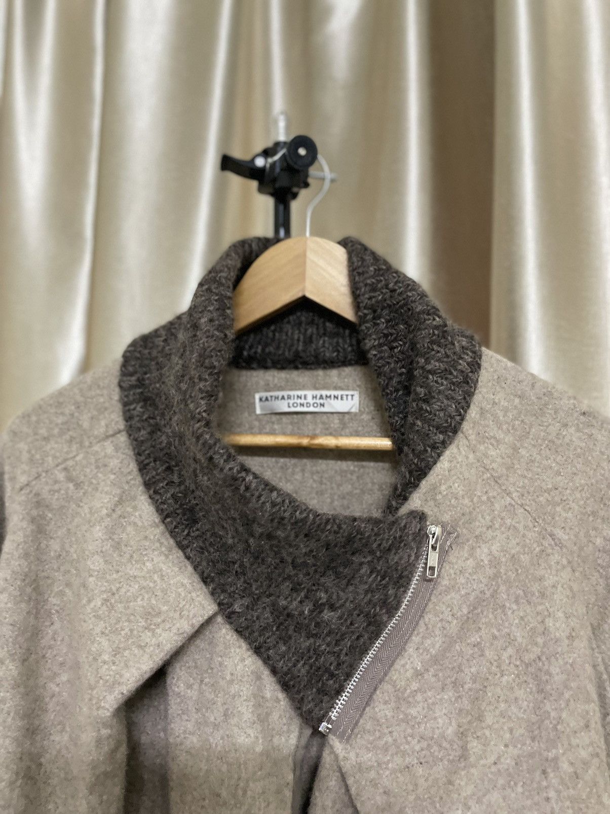 Japanese Brand × Katharine Hamnett London × Vintage KATHARINE HAMNETT CUT & SEWN WOOL BLEND CARDIGAN Size ONE SIZE - 4 Thumbnail
