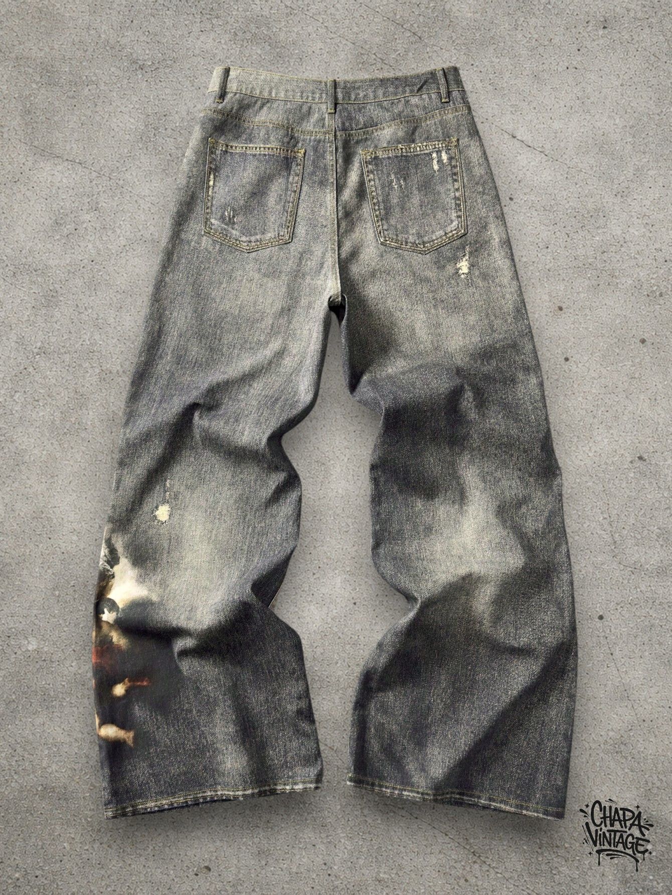 Vintage Washed angel print jeans Size US 32 / EU 48 - 2 Thumbnail