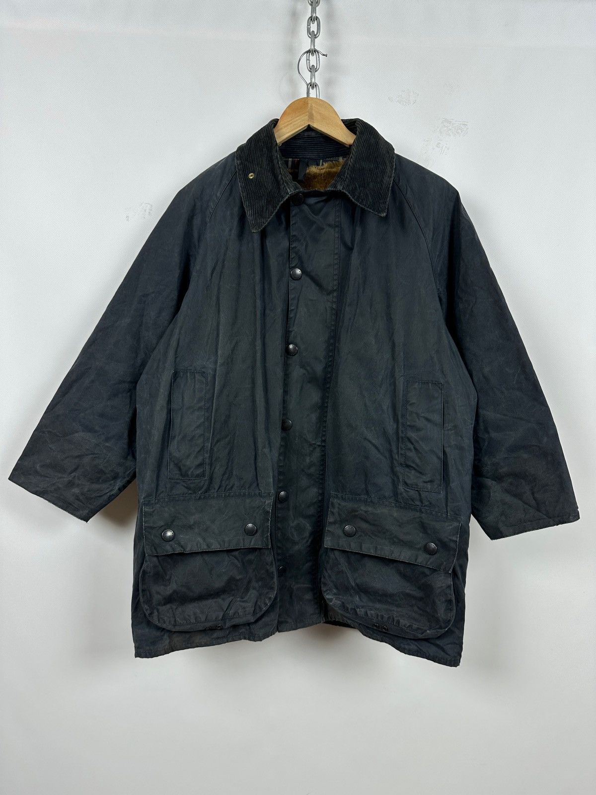 Barbour Vintage Barbour Beaufort Navy Waxed Jacket/Warm Pile Lining Size US L / EU 52-54 / 3 - 3 Thumbnail