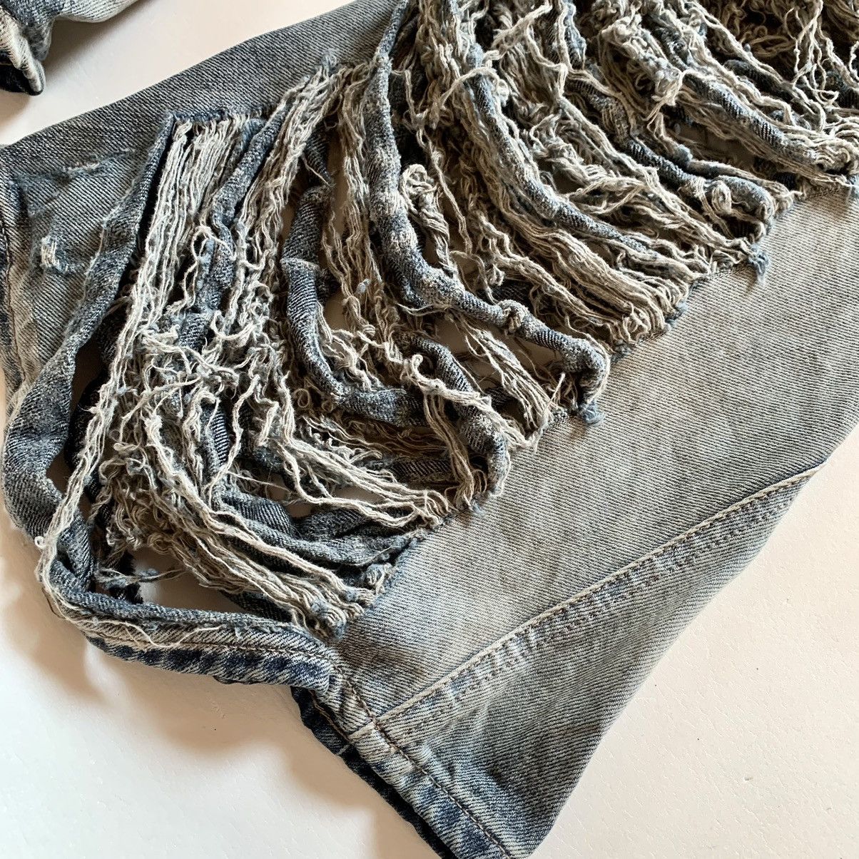 Rick Owens Rick Owens Drkshdw Bias Bootcut Shredded Pearl Washed Denim Size US 32 / EU 48 - 7 Thumbnail
