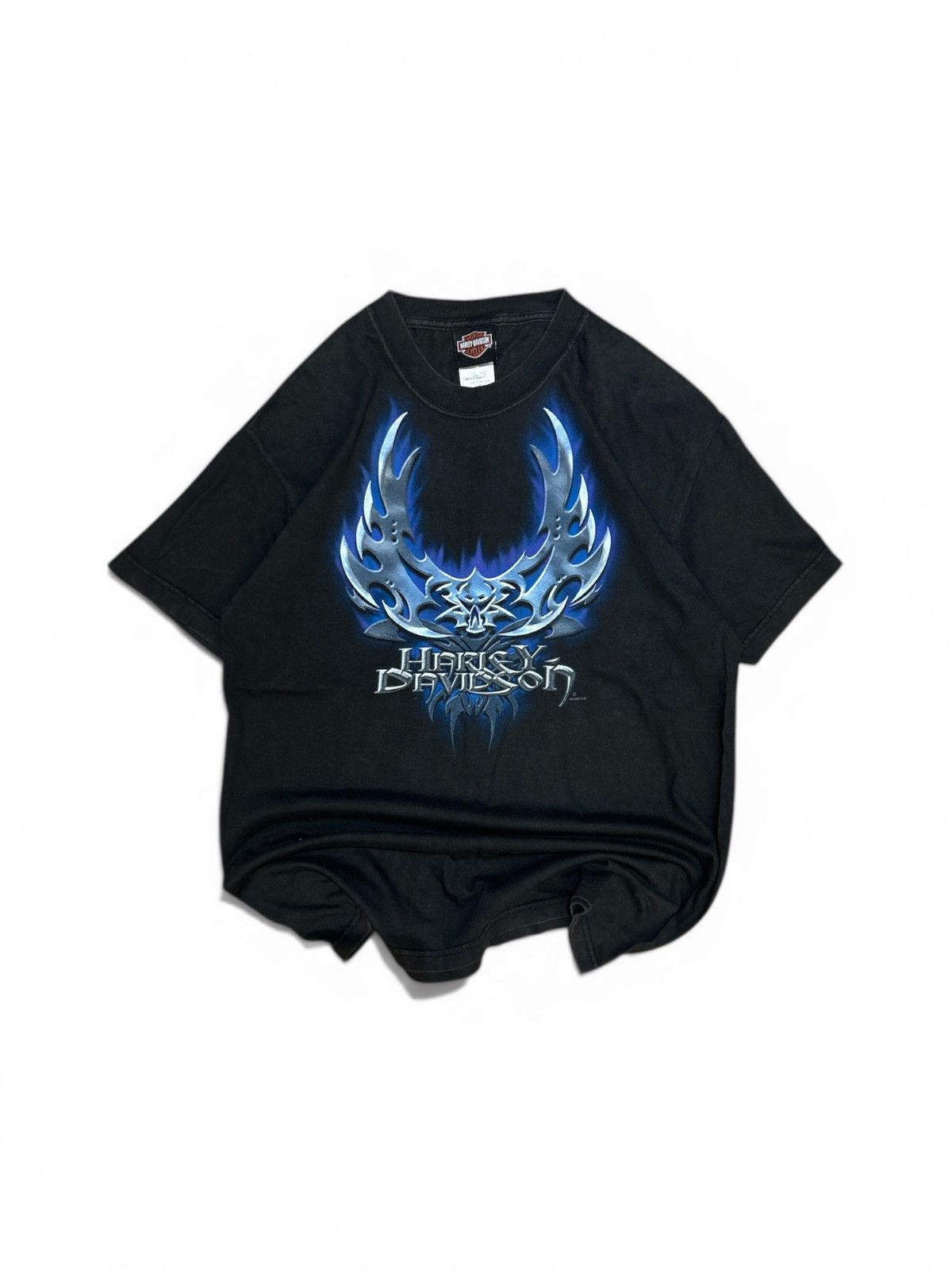 Harley Davidson Crazy🔥 VTG 2002 Harley Davidson "Blue Flame Tribal" Tee Size US M / EU 48-50 / 2 - 1 Thumbnail