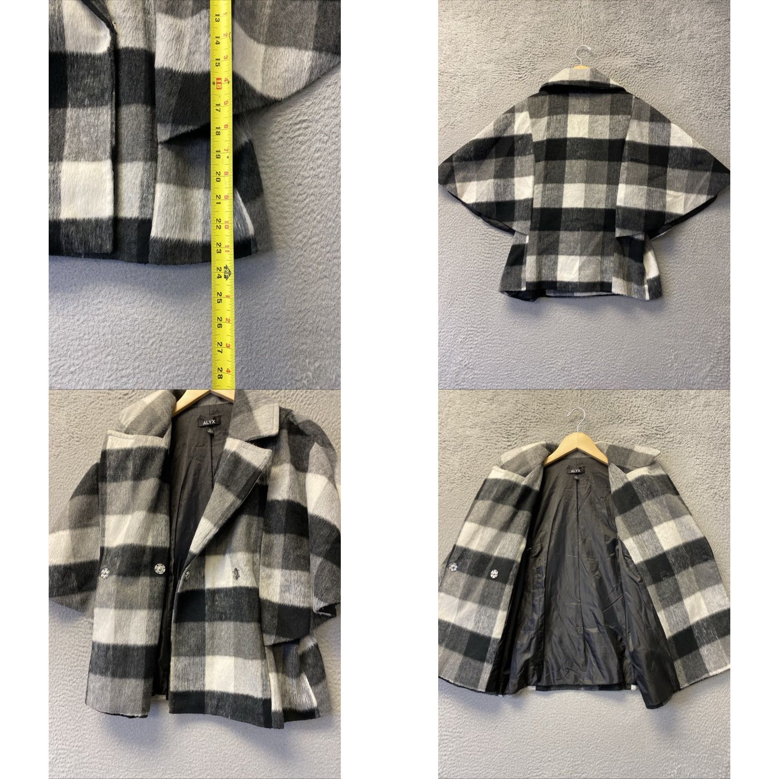 Alyx Alyx Cape Jacket Plaid Women M Belted Batwing Lapel Neck Black Polo Polyester Cape Jacket Womens M Plaid Belted 0177 Size M / US 6-8 / IT 42-44 - 8 Thumbnail