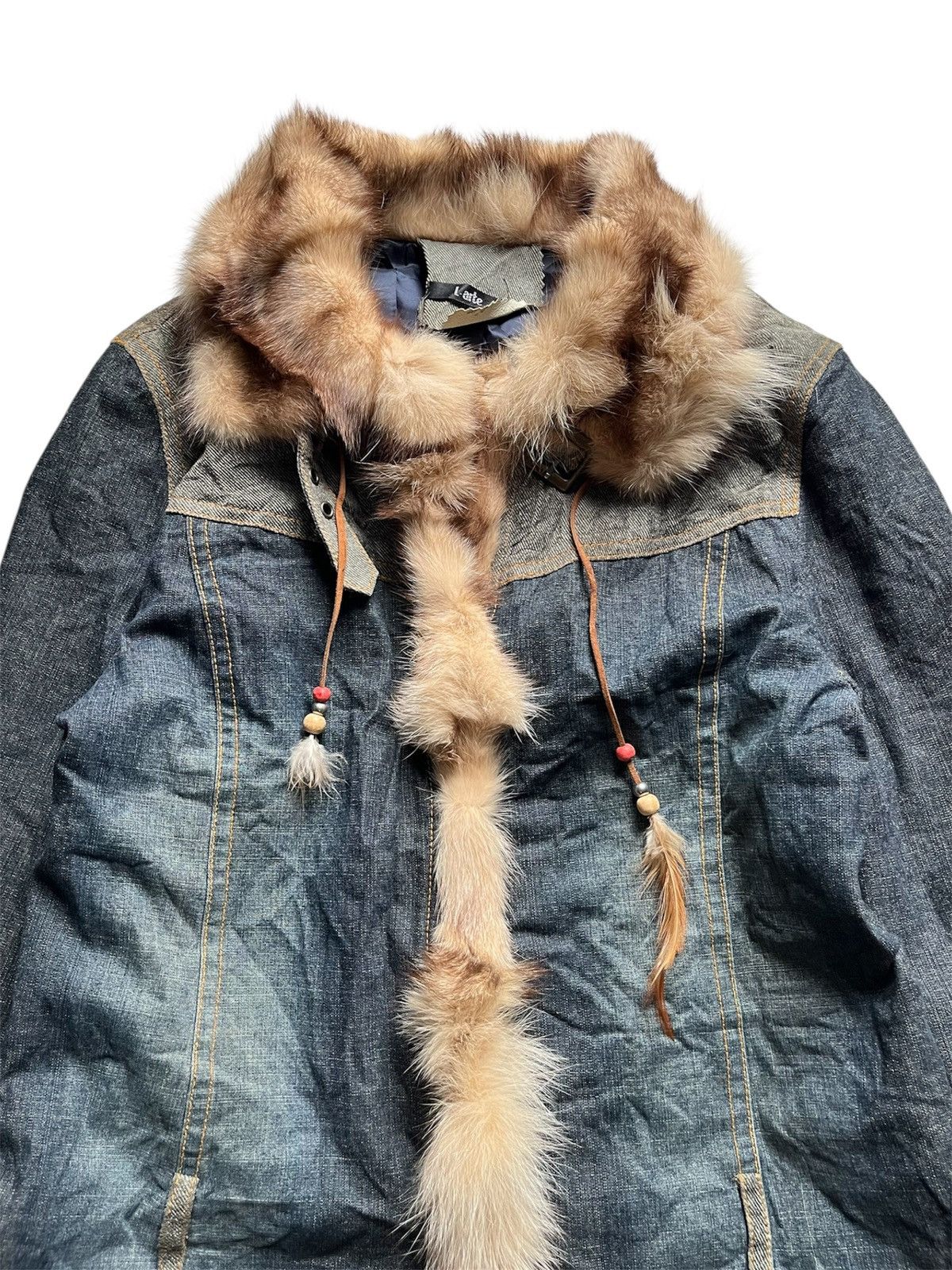 Isamu Katayama Backlash 2000s L arte raccoon fur denim jacket Size US M / EU 48-50 / 2 - 3 Thumbnail