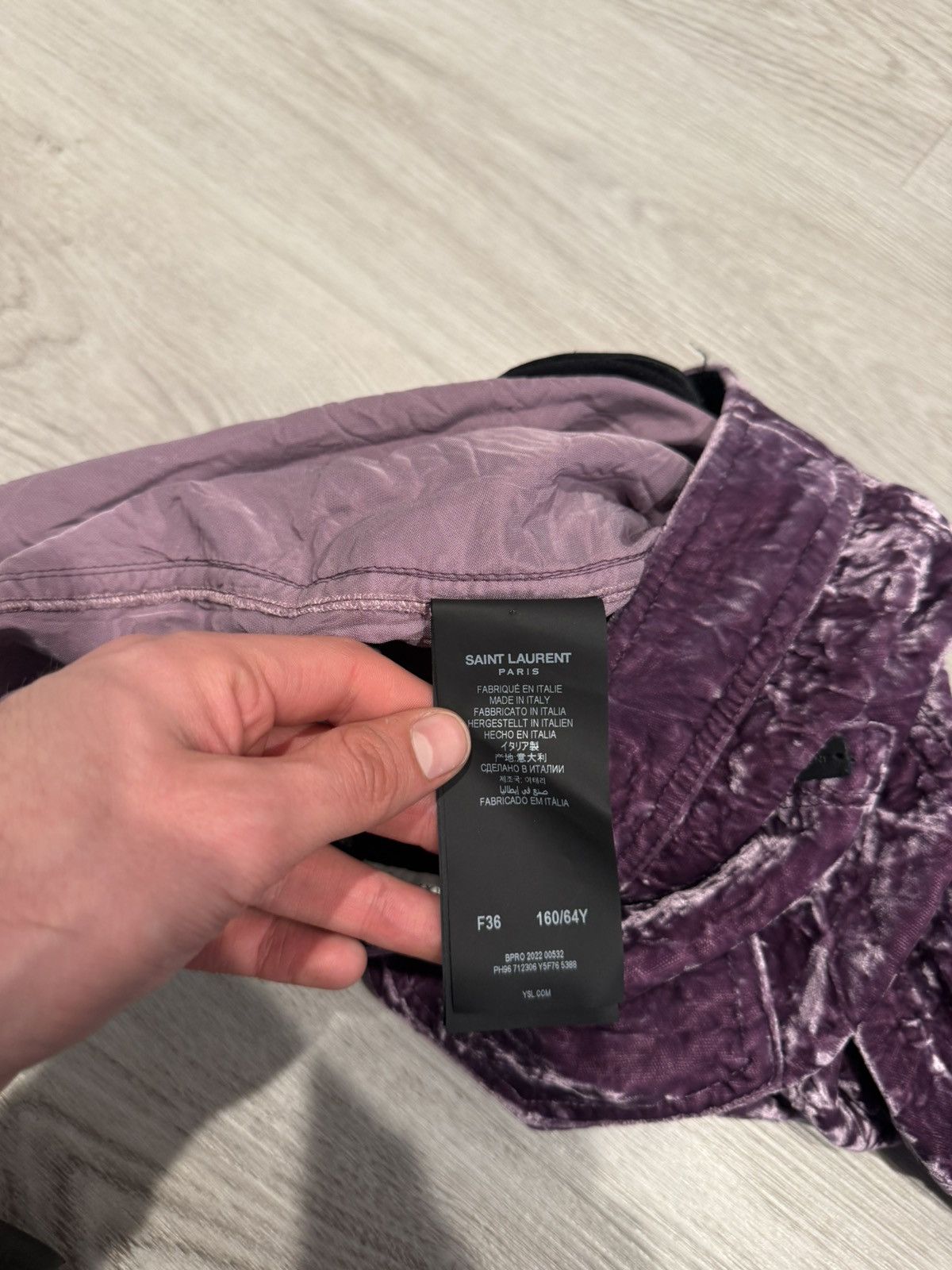Saint Laurent Paris s/s 2022 purple velvet denim cut pants!! Size US 28 / EU 44 - 7 Thumbnail